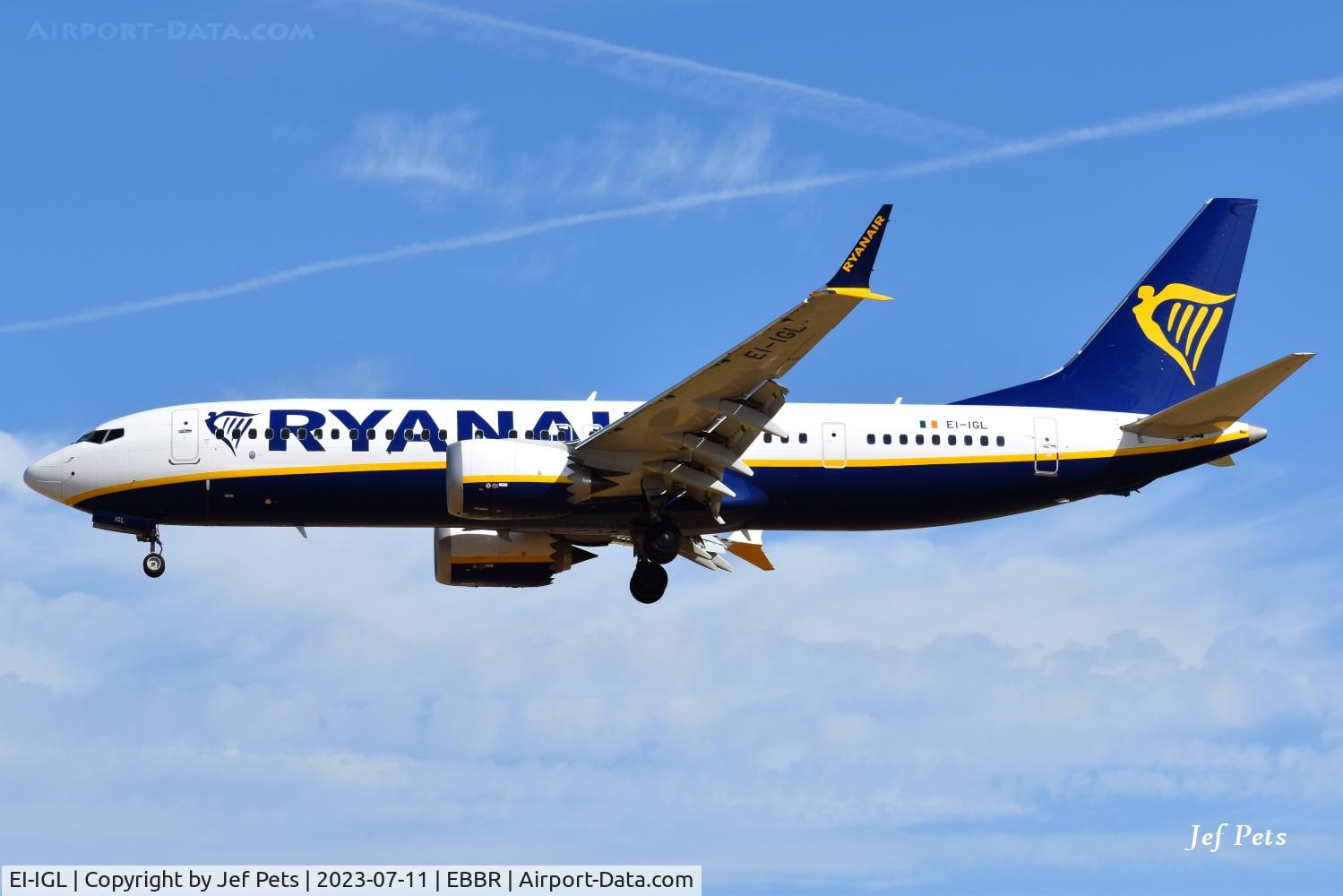 EI-IGL, 2023 Boeing 737-8-200 MAX C/N 62351, On final to Brussels rwy 25L.