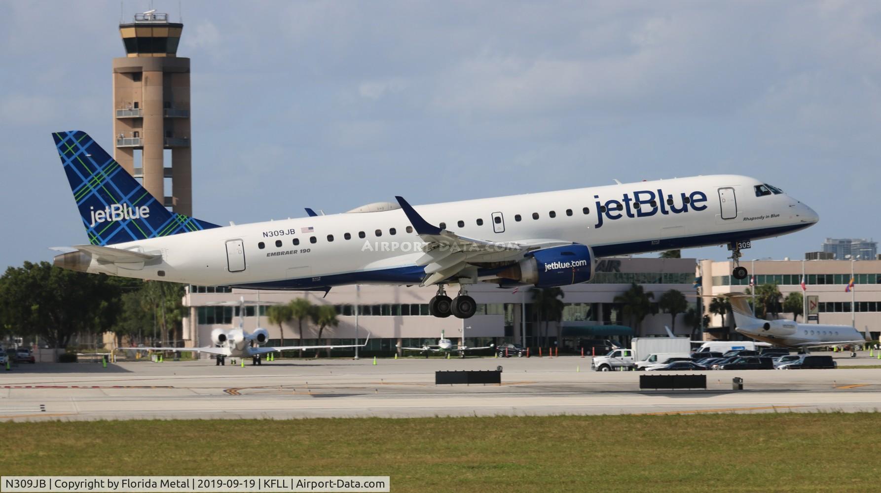 N309JB, Embraer ERJ-190-100 IGW 190AR C/N 19000289, JBU E190 zx FLL 10R