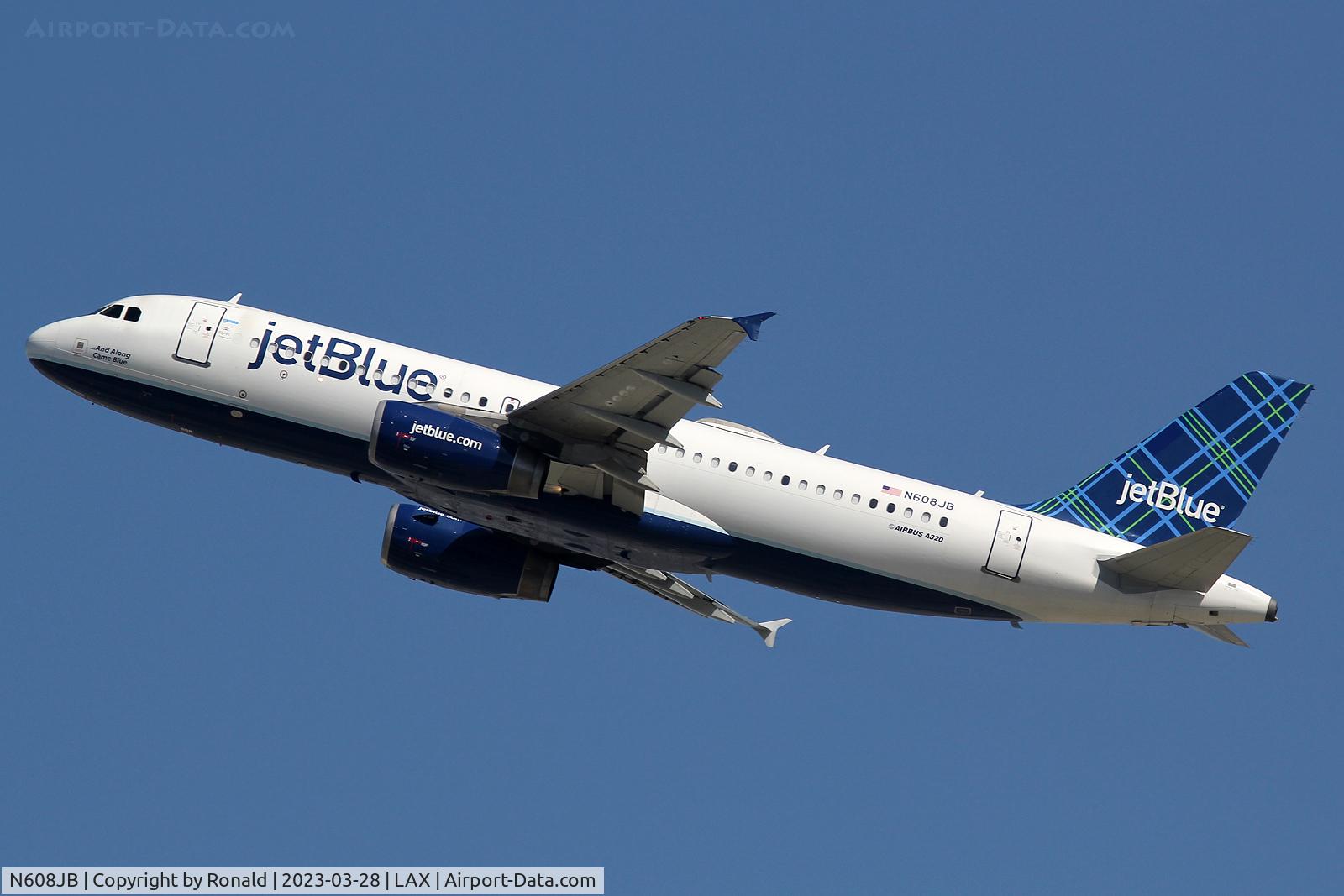 N608JB, 2005 Airbus A320-232 C/N 2415, at lax