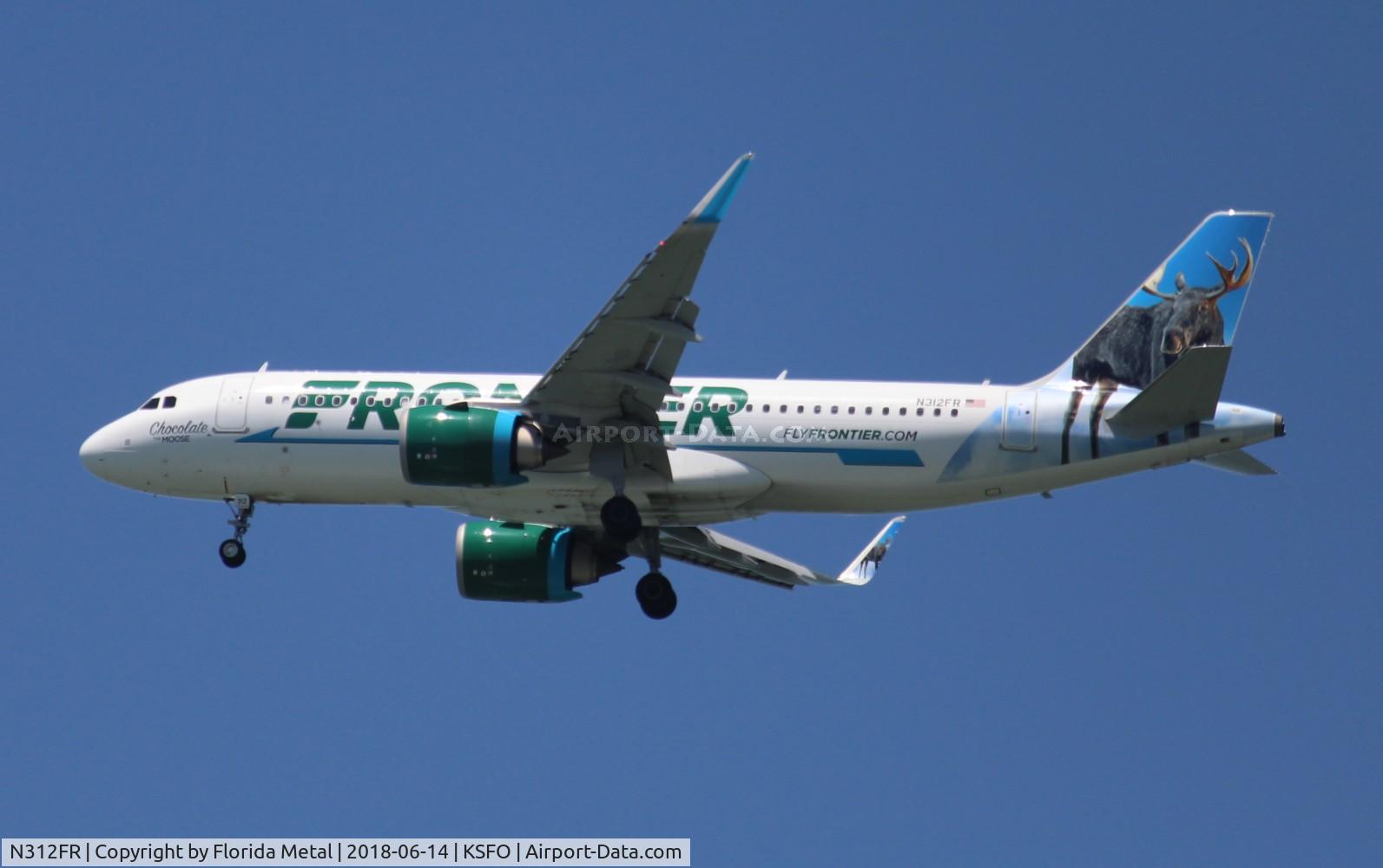N312FR, 2017 Airbus A320-251N C/N 7768, FFT A32N Chocolate zx SFO coyote pt