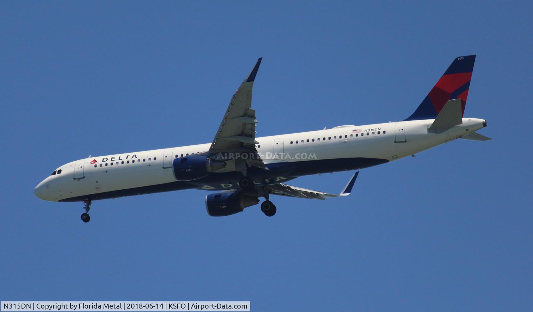 N315DN, 2016 Airbus A321-211 C/N 7436, DAL A321 zx SFO coyote pt