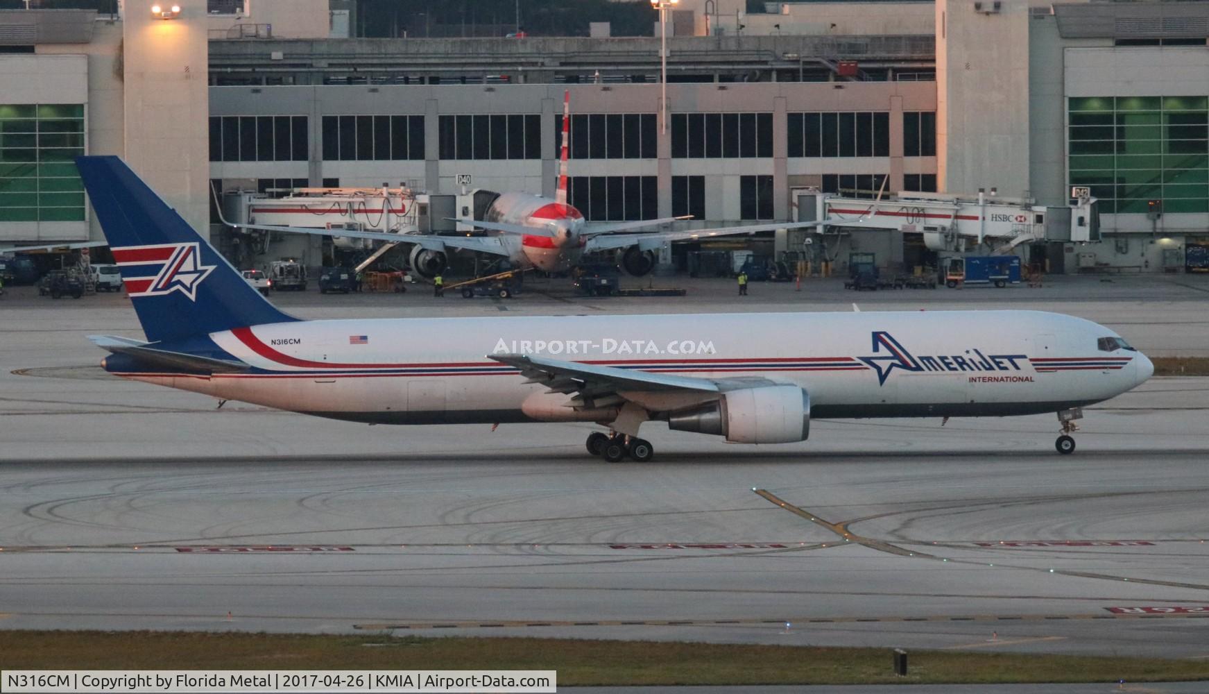 N316CM, 1988 Boeing 767-338 C/N 24146, AJT 767-300F zx MIA-KIN