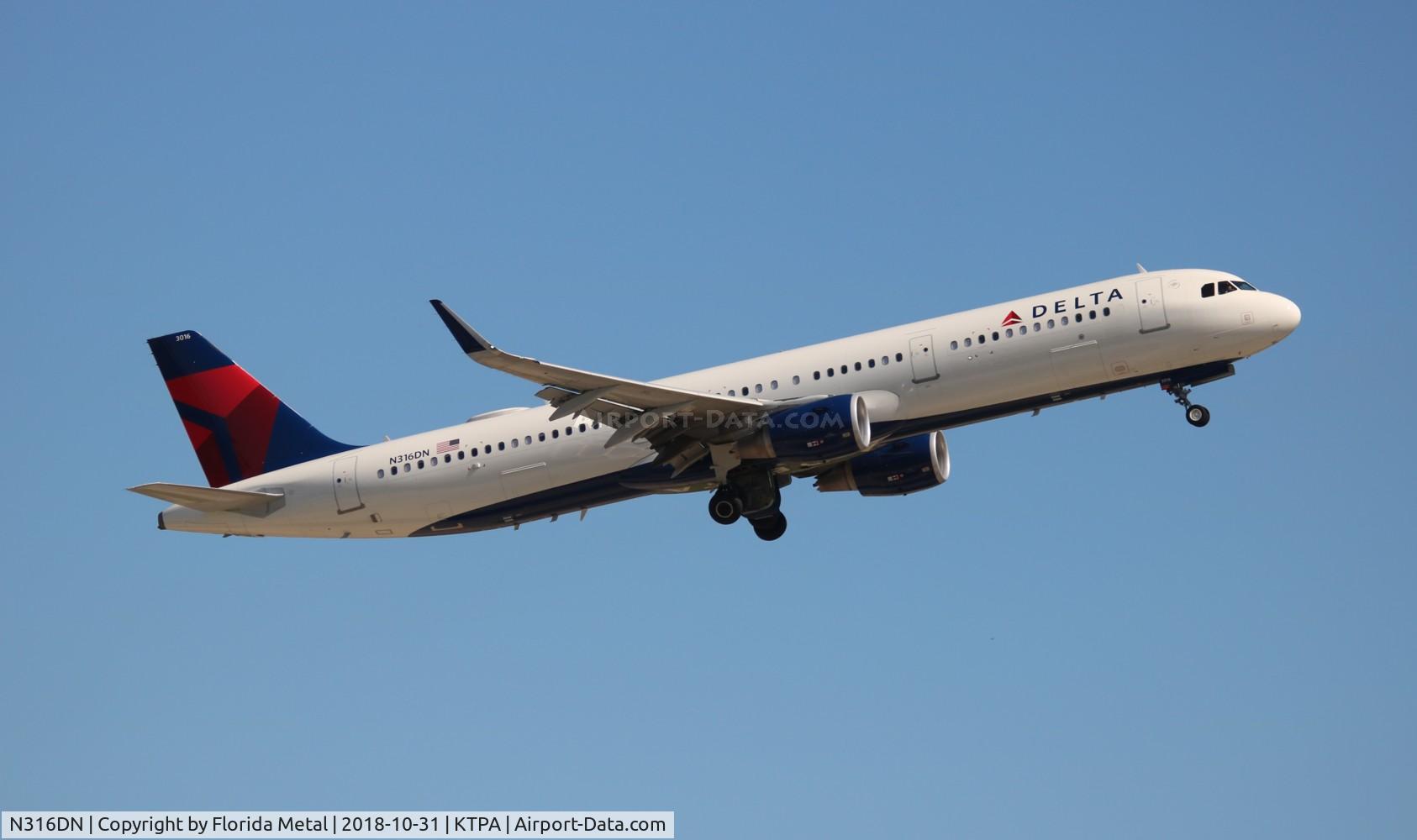 N316DN, 2017 Airbus A321-211 C/N 7327, DAL A321 zx TPA-DTW
