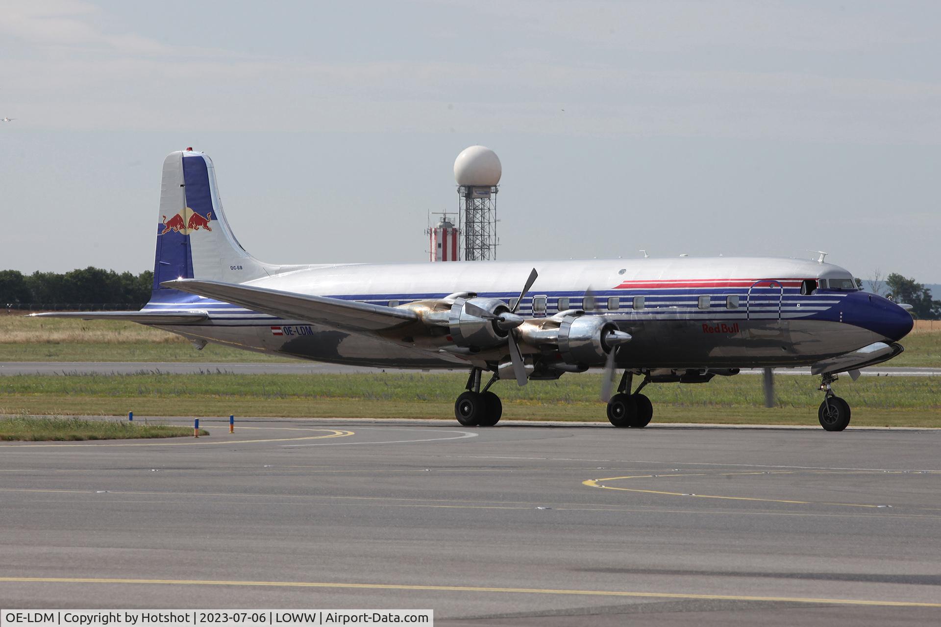 OE-LDM, 1958 Douglas DC-6B C/N 45563, Looks like an AWACS modification, but the domes protruding from the spine are just the surface movement radars