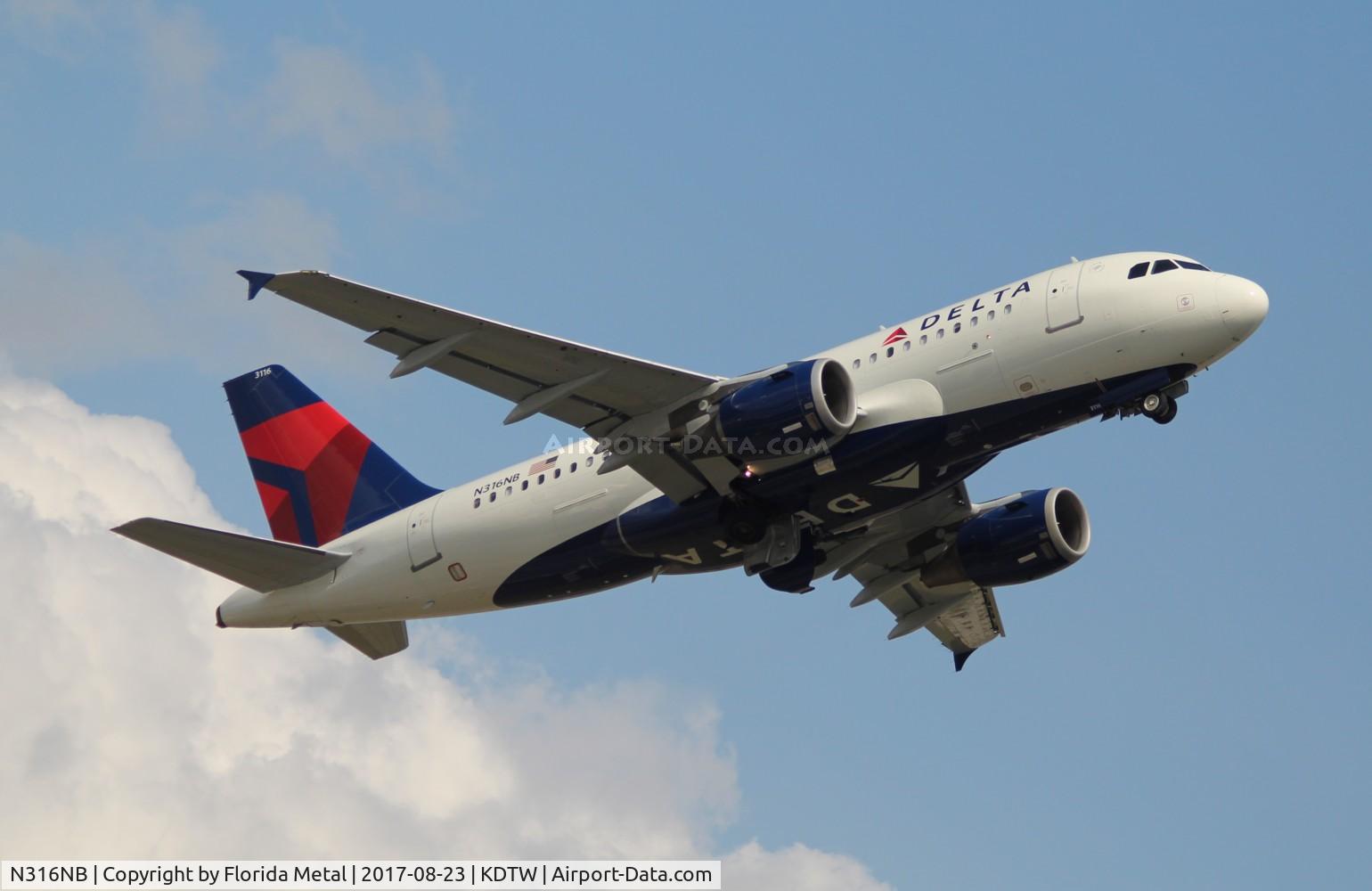 N316NB, 2000 Airbus A319-114 C/N 1249, DAL A319 zx DTW-DFW