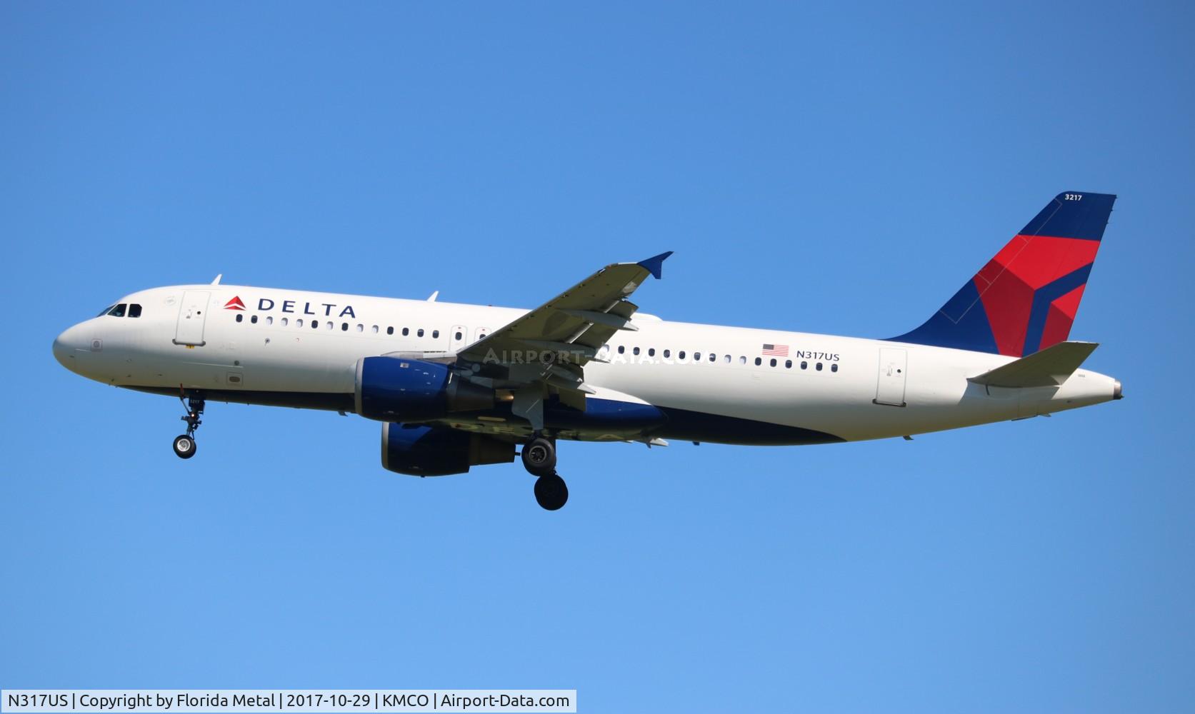 N317US, 1991 Airbus A320-211 C/N 197, DAL A320 zx BOS-MCO