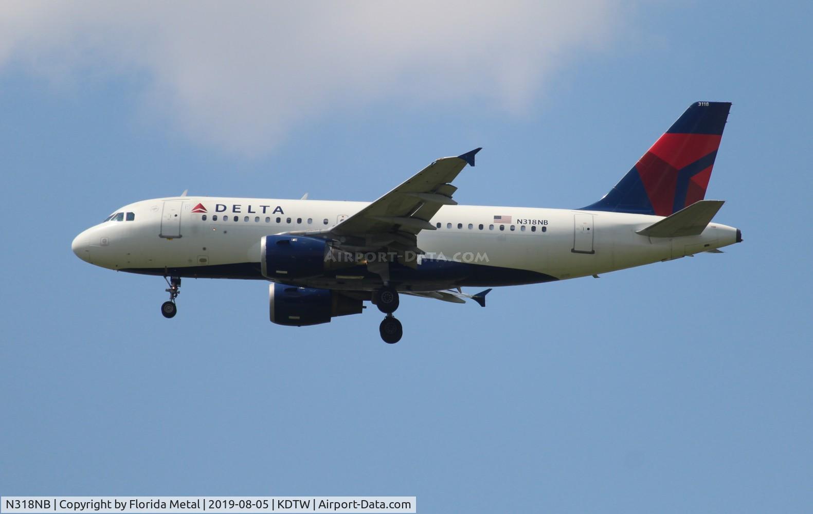 N318NB, 2000 Airbus A319-114 C/N 1325, DAL A319 zx AUS-DTW