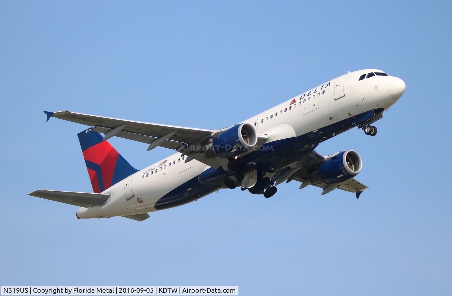 N319US, 1991 Airbus A320-211 C/N 208, DAL A320 zx DTW-IAH