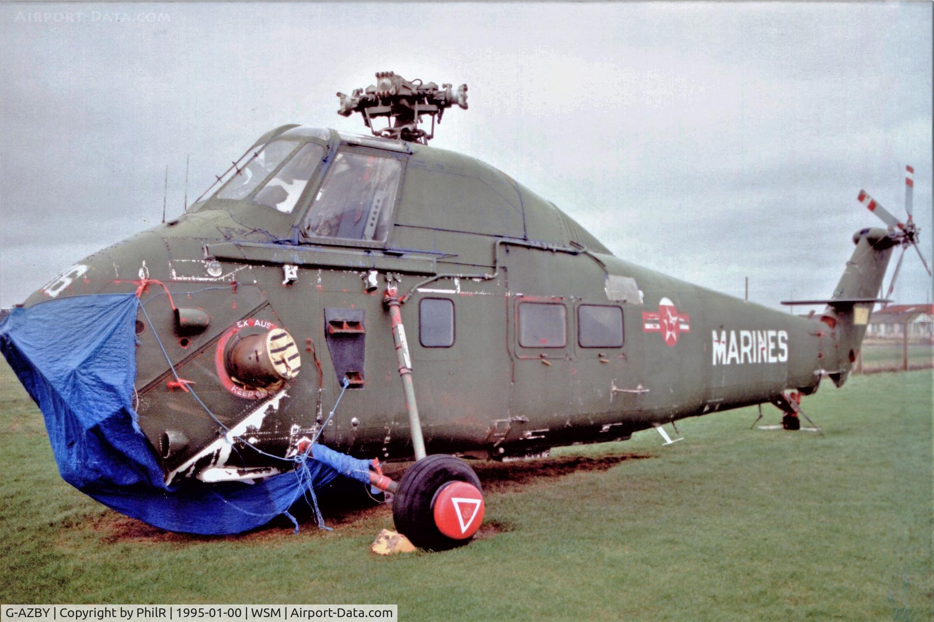 G-AZBY, 1971 Westland Wessex 60 Series 1 C/N WA740, G-AZBY 1971 Westland Wessex 60 Srs 1 Bristow Helicopters ('EM16' representing Sikorsky S58 USMC in 1987 film Full Metal Jacket) IHM Weston 01.95