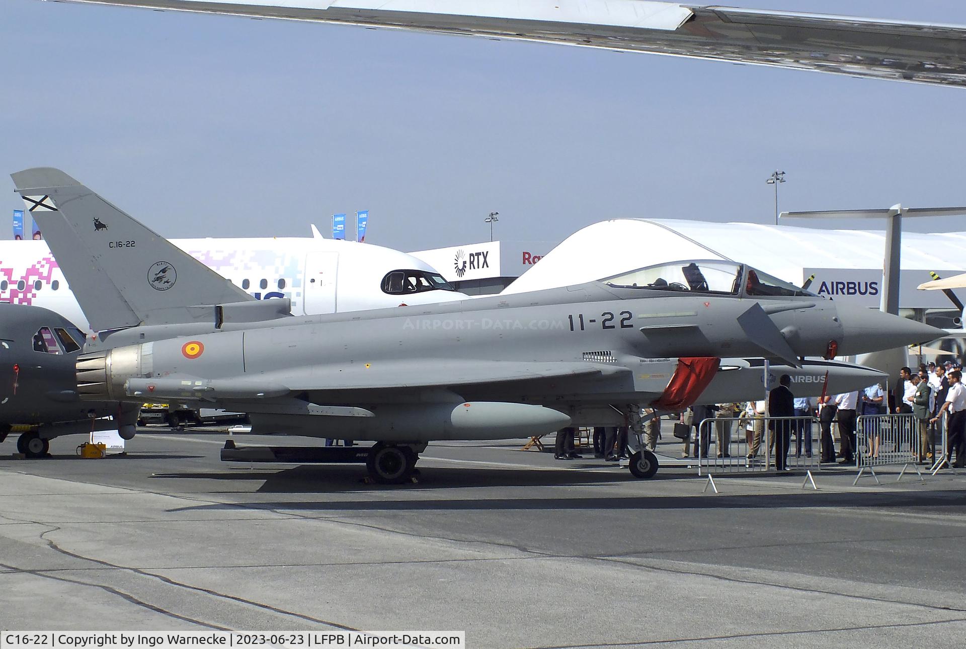 C16-22, Eurofighter EF-2000 Typhoon S C/N SS002, Eurofighter EF2000 S of the Ejercito del Aire (Spanish Air Force) at the Aerosalon 2023, Paris