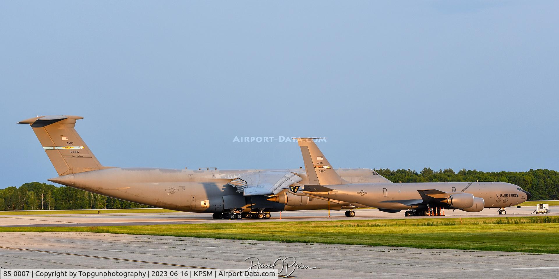 85-0007, 1985 Lockheed C-5M Super Galaxy C/N 500-0093, REACH466 just starting to get the sun shine on her at 5:30 in the morning.