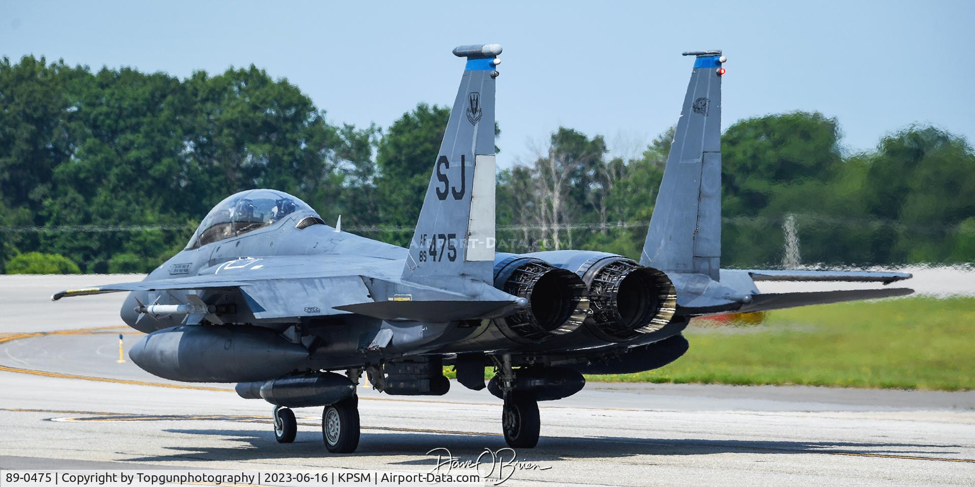 89-0475, 1989 McDonnell Douglas F-15E Strike Eagle C/N 1122/E097, SIEGE15 holding short of RW34