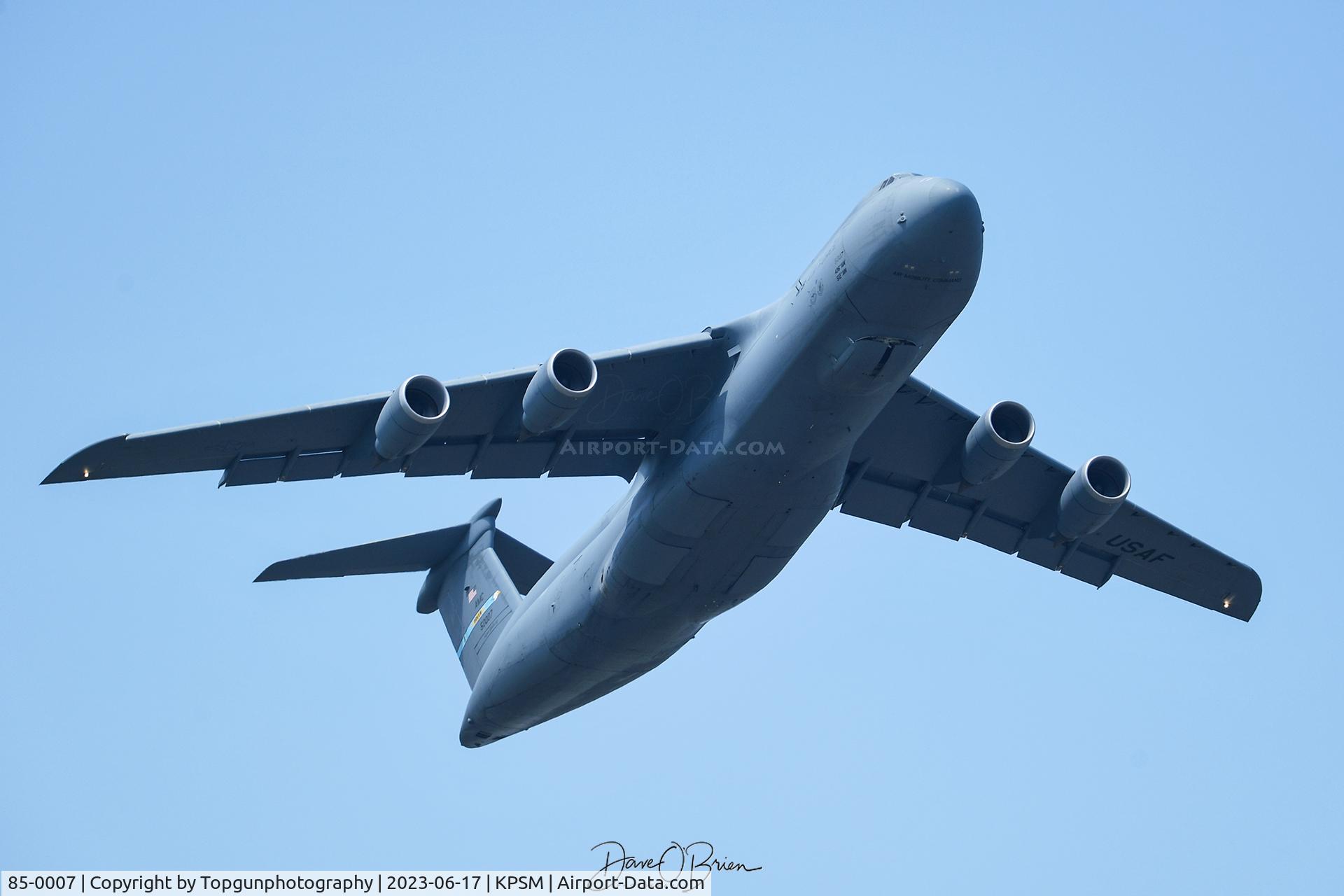 85-0007, 1985 Lockheed C-5M Super Galaxy C/N 500-0093, REACH466 departing KPSM for KDOV