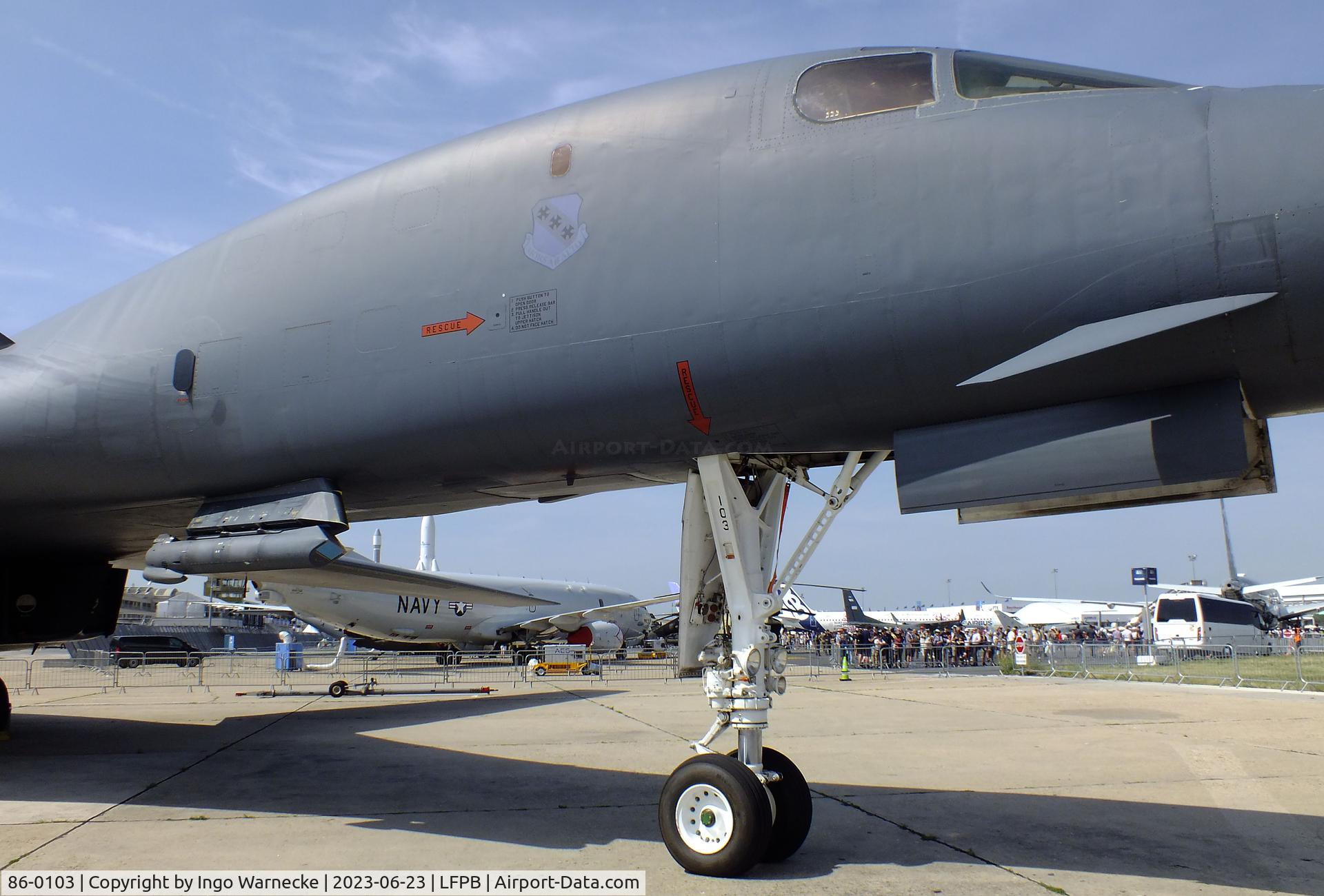 86-0103, 1986 Rockwell B-1B Lancer C/N 63, Rockwell B-1B Lancer of the USAF at the Aerosalon 2023, Paris