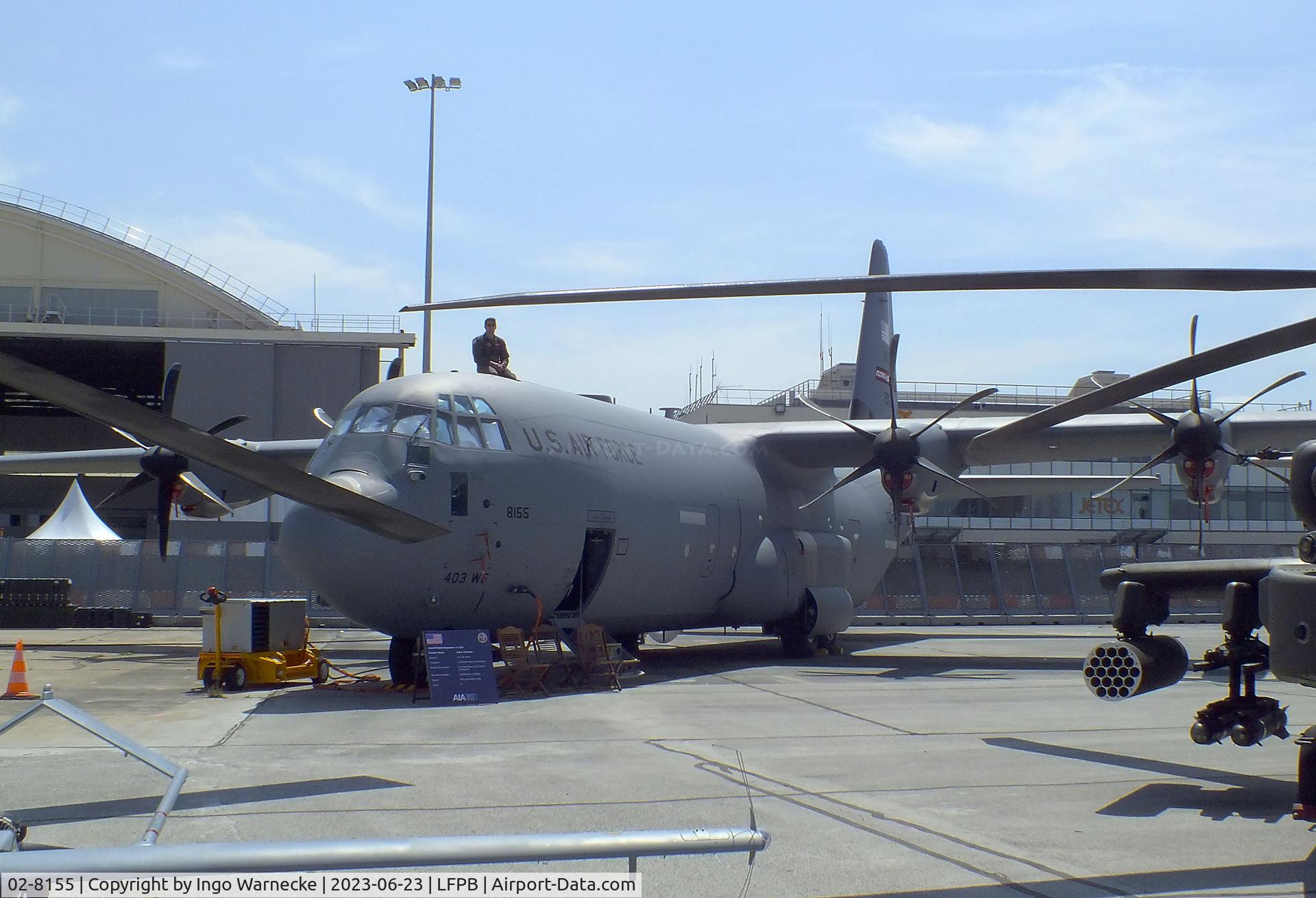 02-8155, 2002 Lockheed Martin C-130J-30 Super Hercules C/N 382-5546, Lockheed Martin C-130J-30 Super Hercules of the USAF at the Aerosalon 2023, Paris