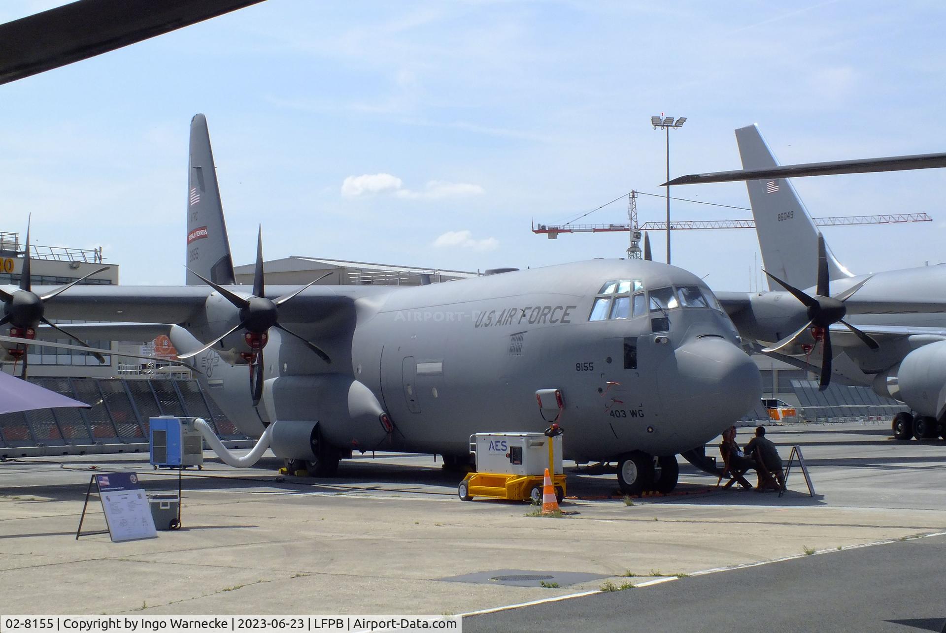 02-8155, 2002 Lockheed Martin C-130J-30 Super Hercules C/N 382-5546, Lockheed Martin C-130J-30 Super Hercules of the USAF at the Aerosalon 2023, Paris