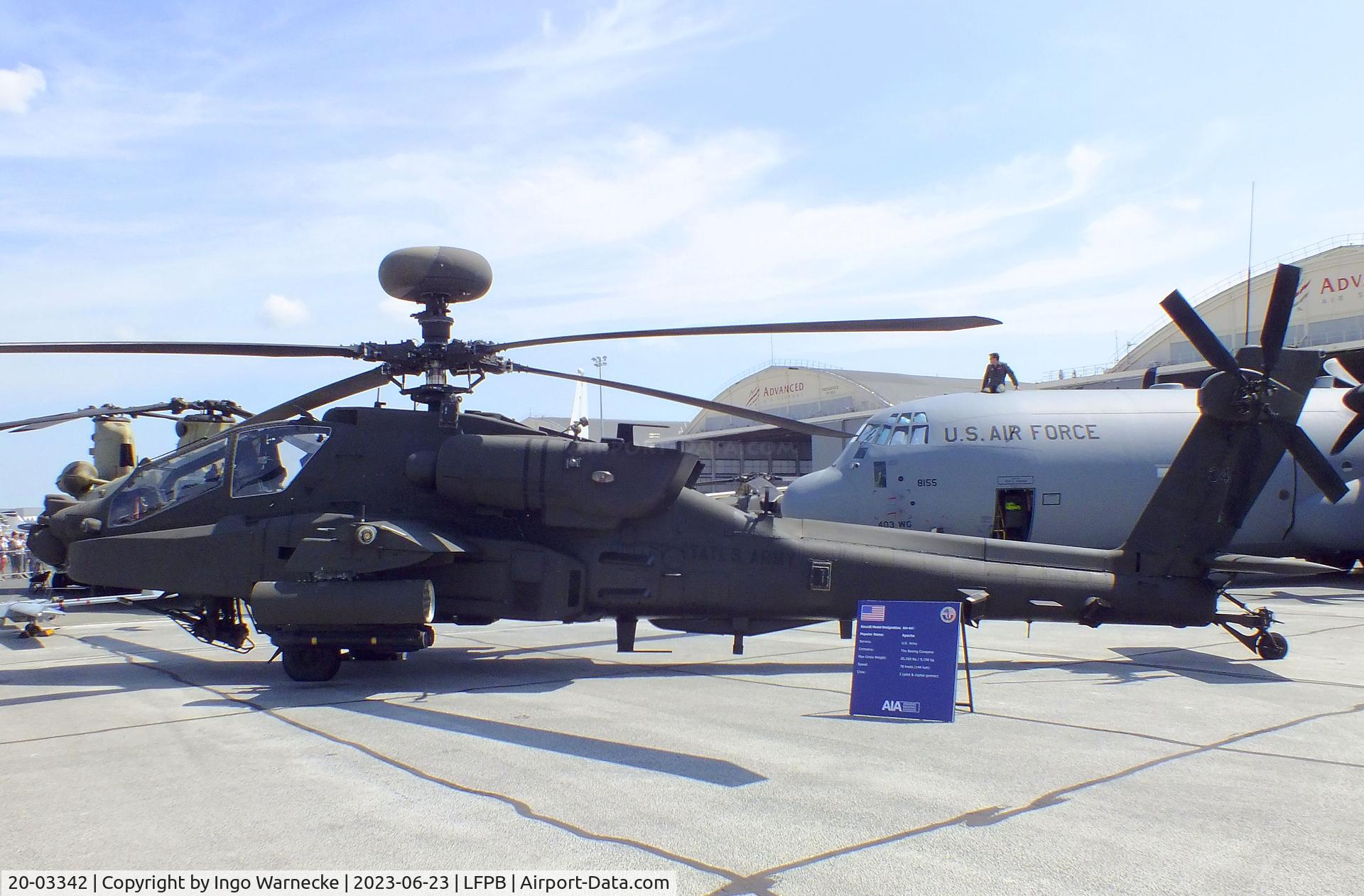 20-03342, 2020 Boeing AH-64E Apache Guardian C/N NM342, Boeing AH-64E Apache Guardian of the US Army at the Aerosalon 2023, Paris