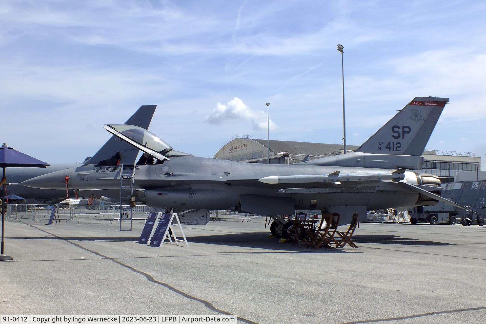 91-0412, 1991 General Dynamics F-16C Fighting Falcon C/N CC-110, General Dynamics F-16C Fighting Falcon of the USAF at the Aerosalon 2023, Paris