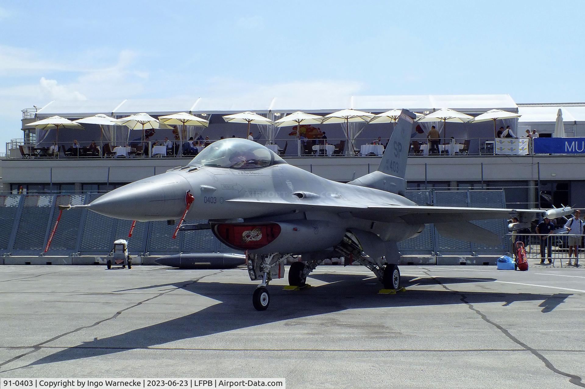 91-0403, General Dynamics F-16C Fighting Falcon C/N CC-101, General Dynamics F-16C Fighting Falcon of the USAF at the Aerosalon 2023, Paris