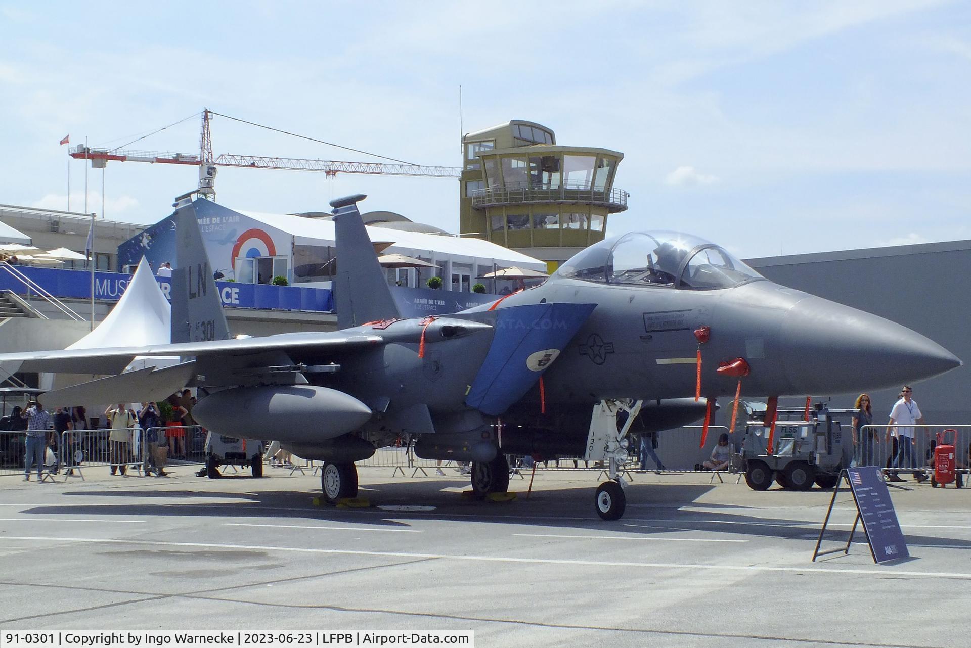 91-0301, 1991 McDonnell Douglas F-15E Strike Eagle C/N 1208/E166, McDonnell Douglas F-15E Strike Eagle of the USAF at the Aerosalon 2023, Paris