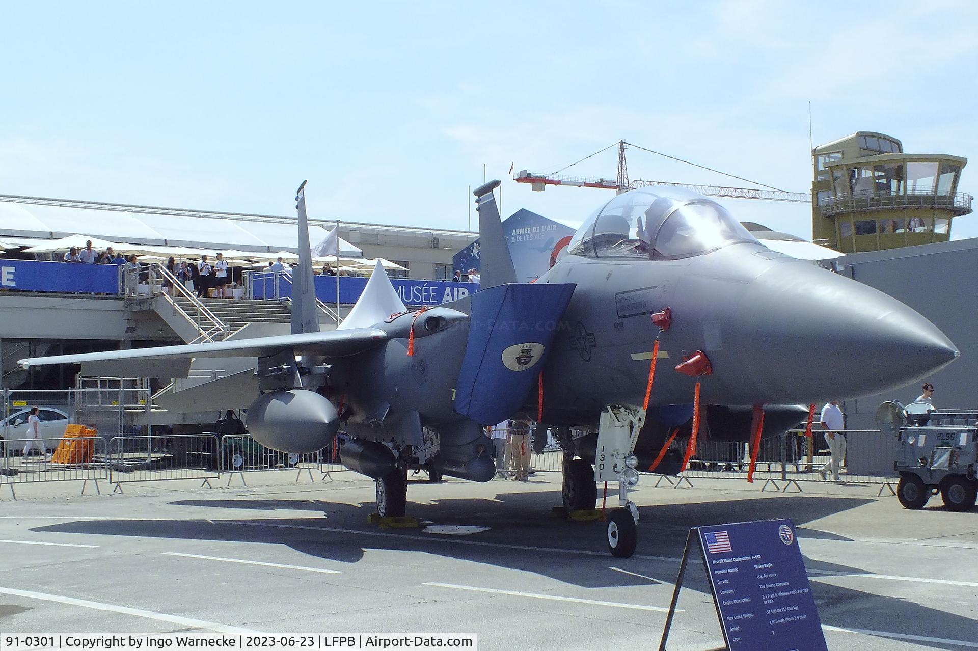 91-0301, 1991 McDonnell Douglas F-15E Strike Eagle C/N 1208/E166, McDonnell Douglas F-15E Strike Eagle of the USAF at the Aerosalon 2023, Paris