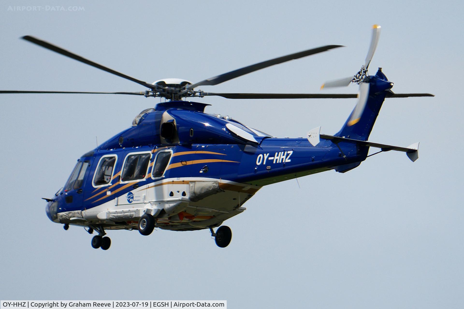 OY-HHZ, 2020 Airbus Helicopters EC-175B C/N 5038, Landing at Norwich.