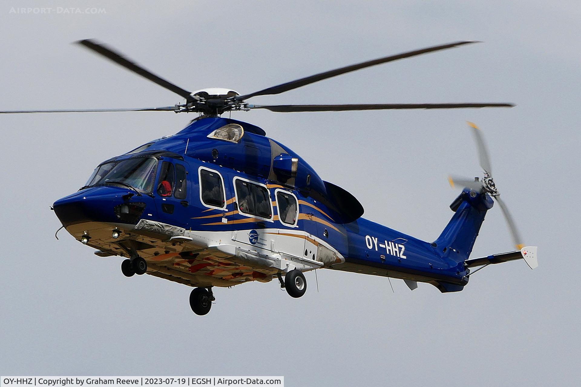 OY-HHZ, 2020 Airbus Helicopters EC-175B C/N 5038, Landing at Norwich.