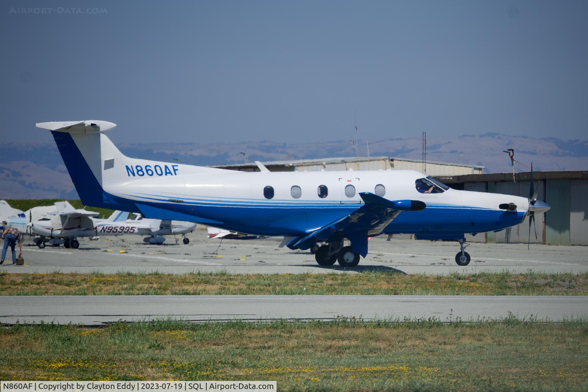 N860AF, 2019 Pilatus PC-12/47E C/N 1860, San Carlos Airport in California 2023