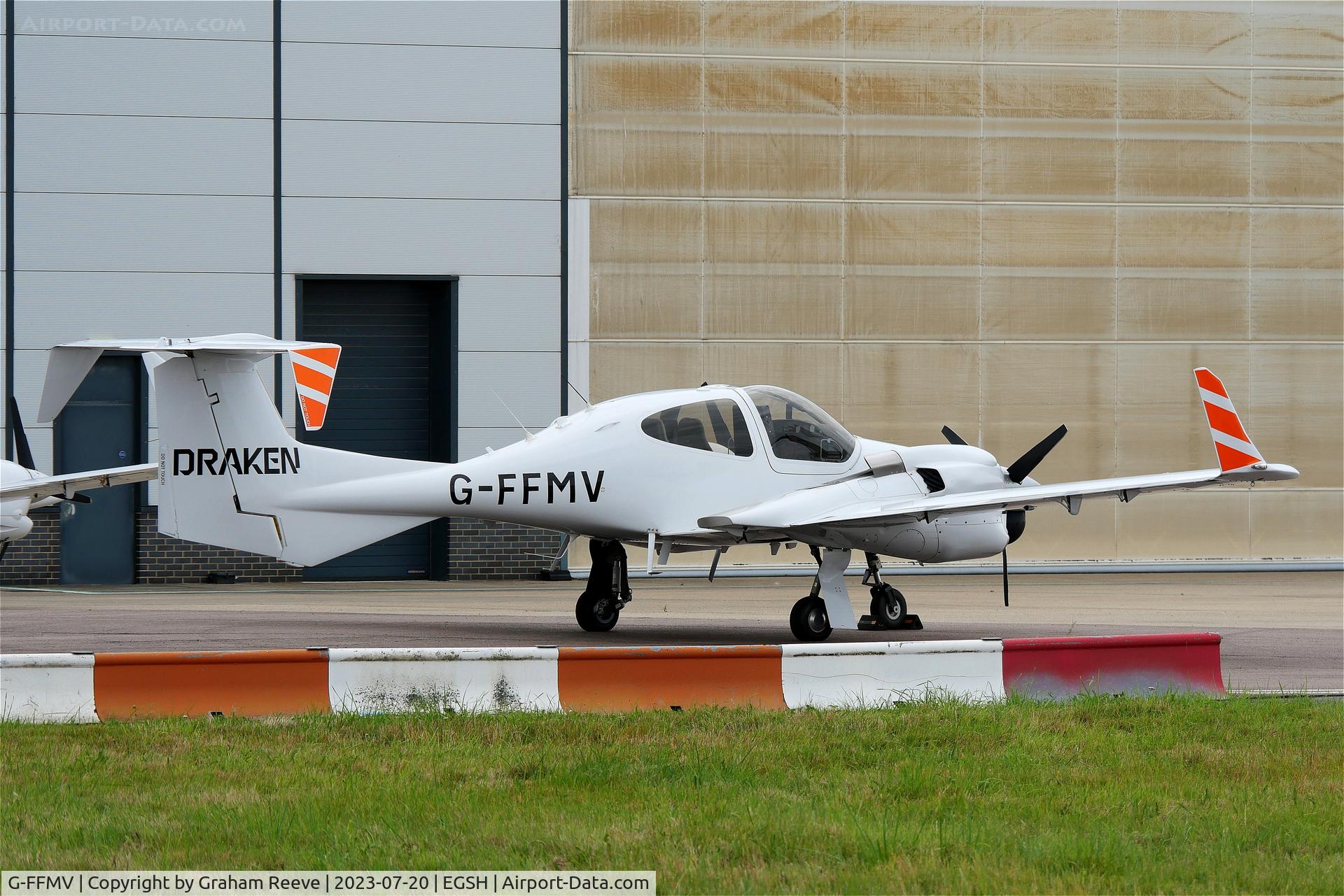 G-FFMV, 2013 Diamond DA-42NG Twin Star C/N 42.MN029, Parked at Norwich.