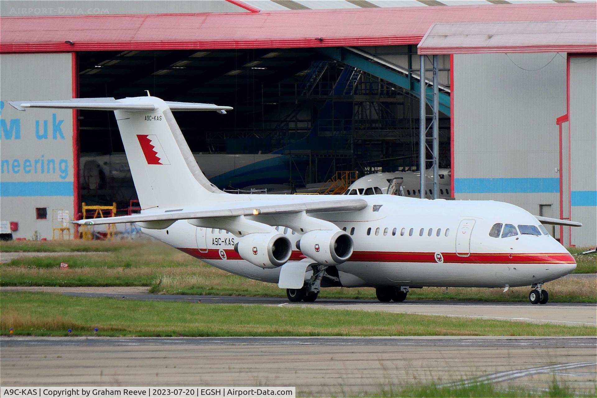 A9C-KAS, British Aerospace Avro 146-RJ100 C/N E3380, Just landed at Norwich.
