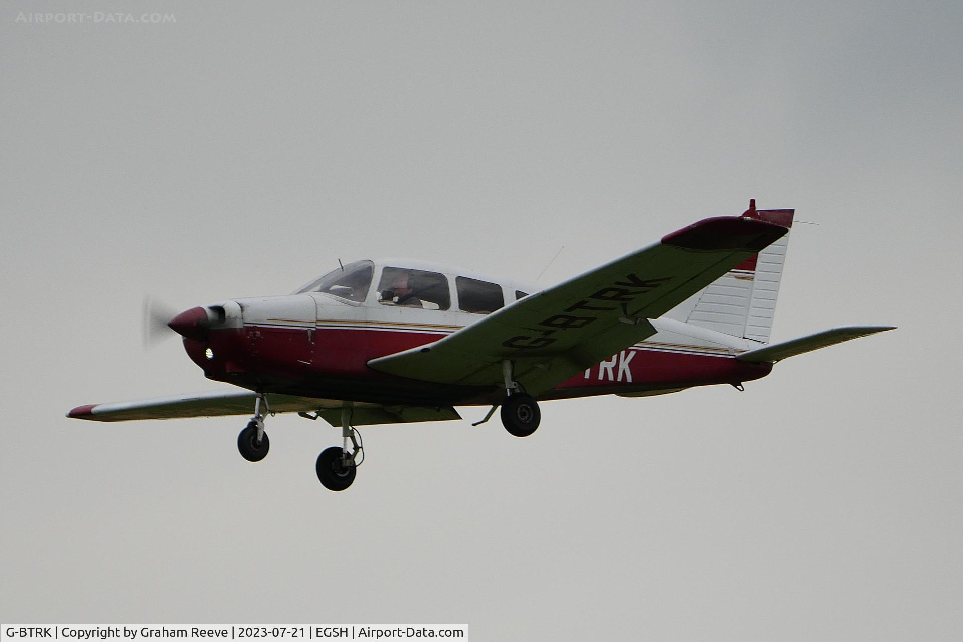 G-BTRK, 1982 Piper PA-28-161 Cherokee Warrior III C/N 28-8216206, On approach to Norwich.