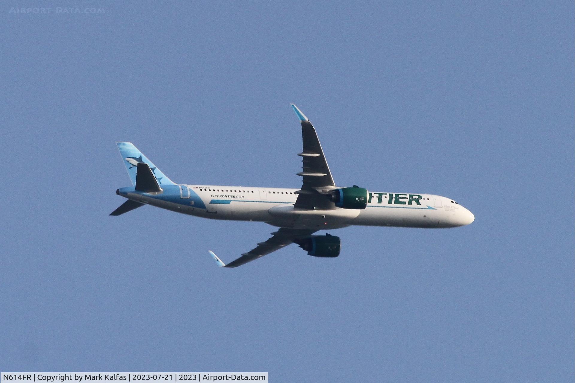 N614FR, 2023 AIRBUS A321-271NX C/N 11278, Frontier Airlines A21N N614FR (Clark and Coral, the Carribean Reef Sharks), operating as FFT81 from PUJ to ORD.