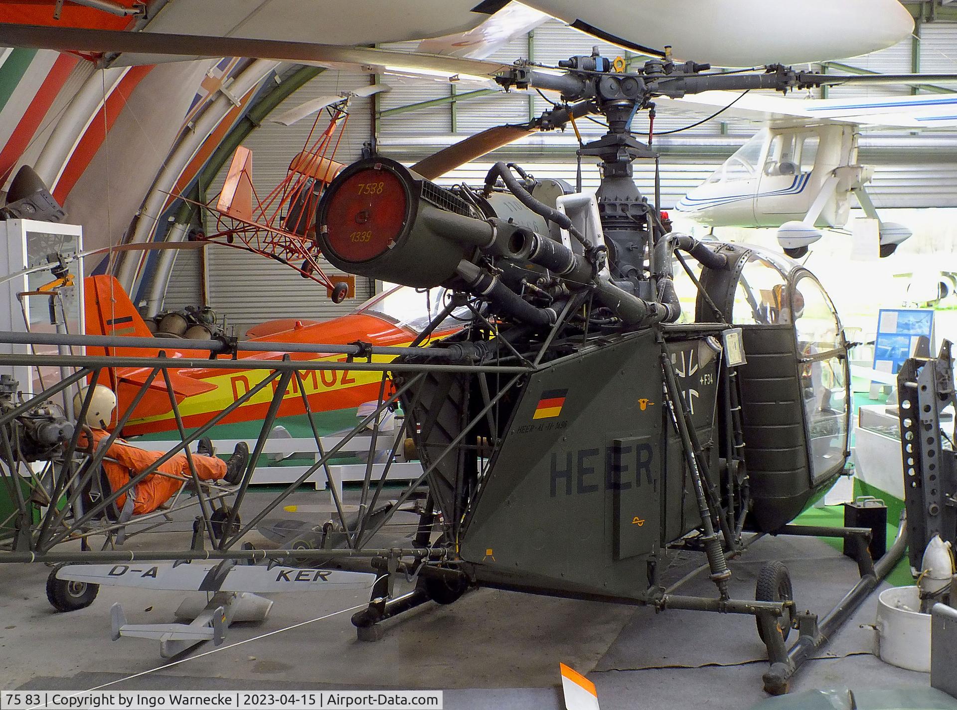 75 83, Aérospatiale SA-315B Lama C/N 1496, Sud Aviation SE.3130 Alouette II at the Internationales Luftfahrtmuseum, Schwenningen