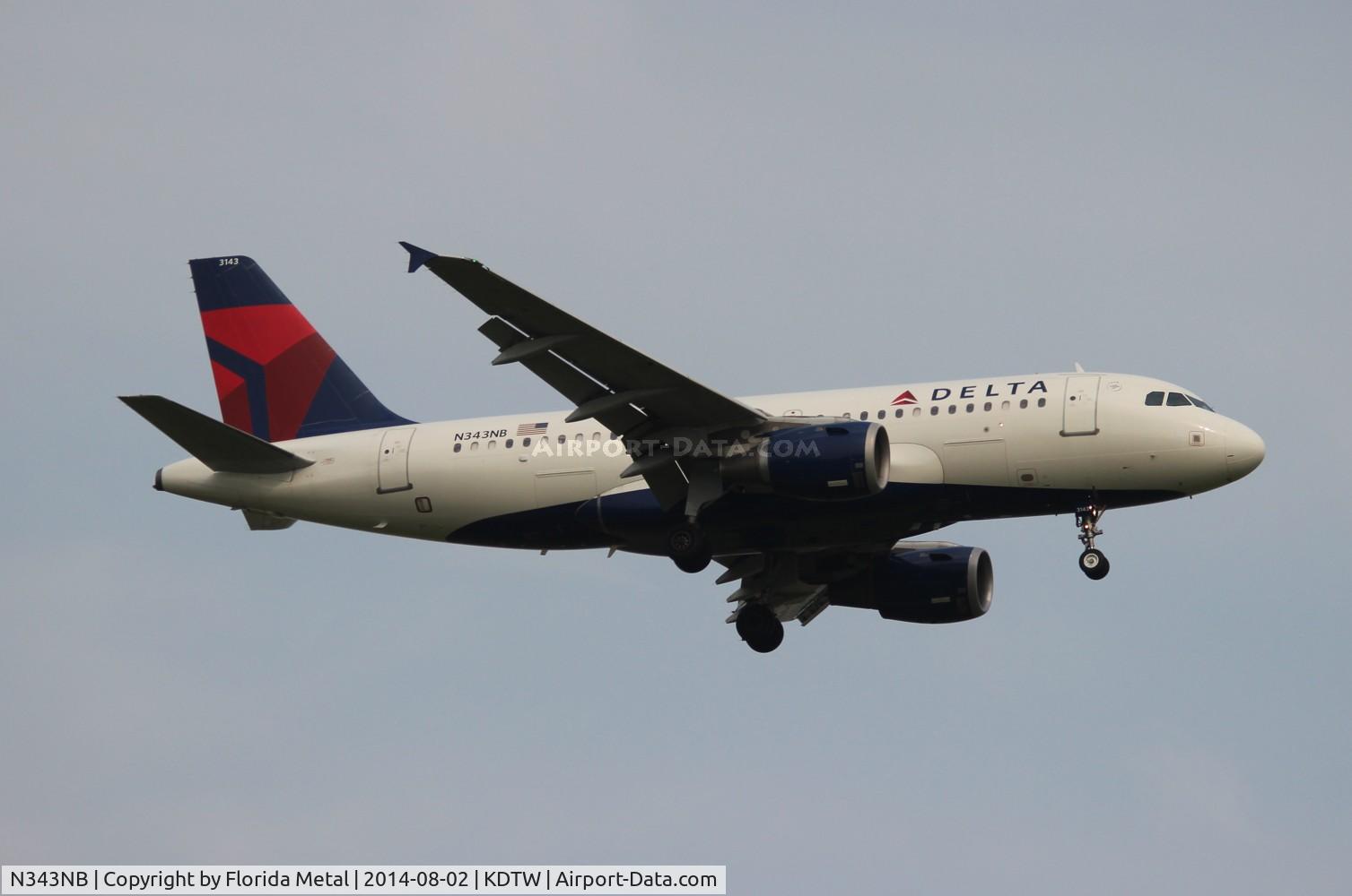 N343NB, 2002 Airbus A319-114 C/N 1752, DAL A319 zx BNA-DTW