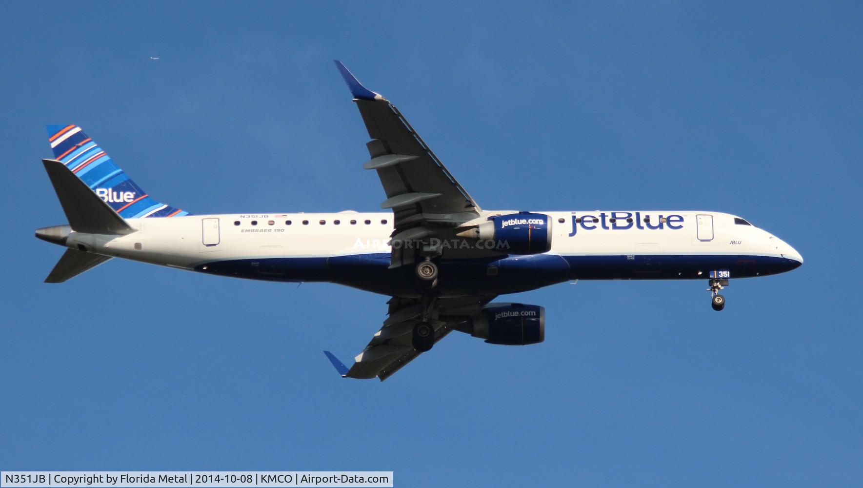 N351JB, 2012 Embraer E190 (ERJ-190-100) C/N 19000549, JBU E190 zx HPN-MCO
