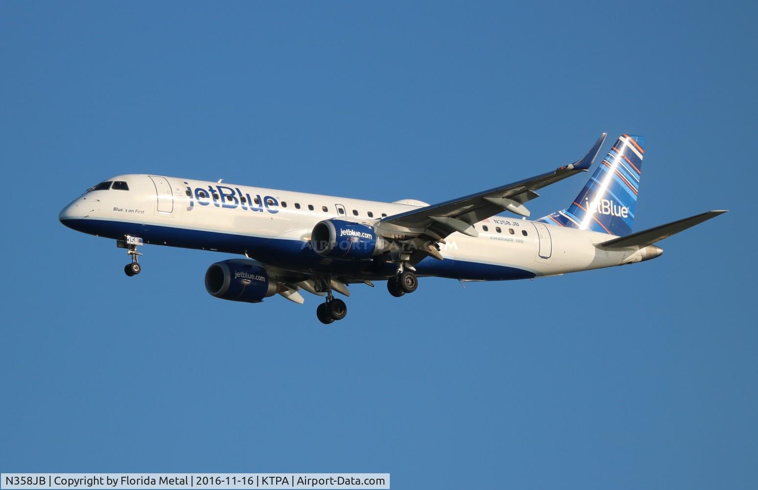 N358JB, 2013 Embraer 190AR (ERJ-190-100IGW) C/N 19000618, JBU E190 zx BDL-TPA
