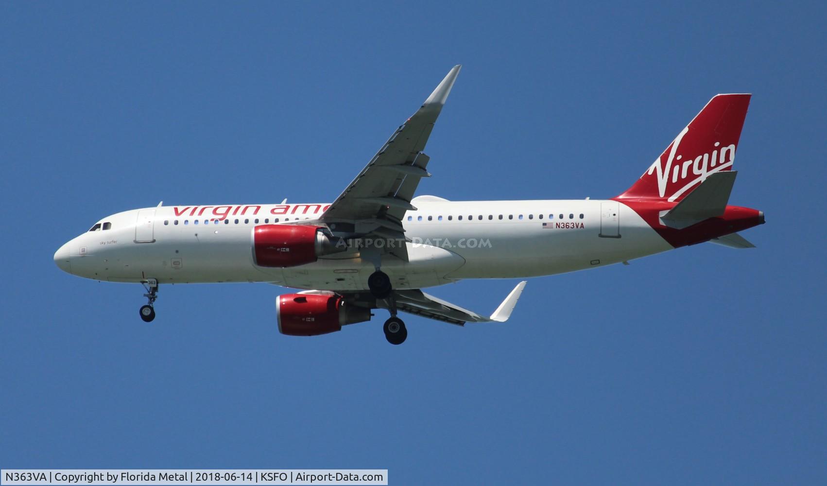 N363VA, 2016 Airbus A320-214 C/N 7063, VRD A320 zx IAD-SFO