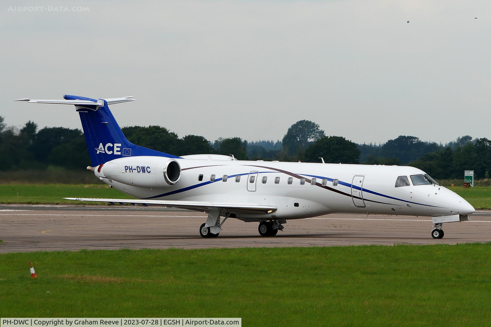 PH-DWC, 1999 Embraer ERJ-135LR (EMB-135LR) C/N 145173, Departing from Norwich.