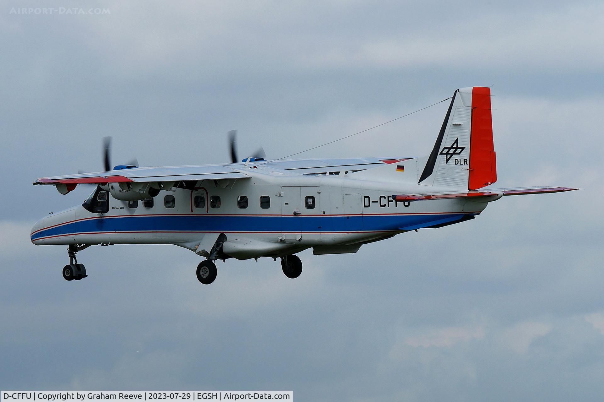 D-CFFU, 1991 Dornier 228-212 C/N 8180, Landing at Norwich.