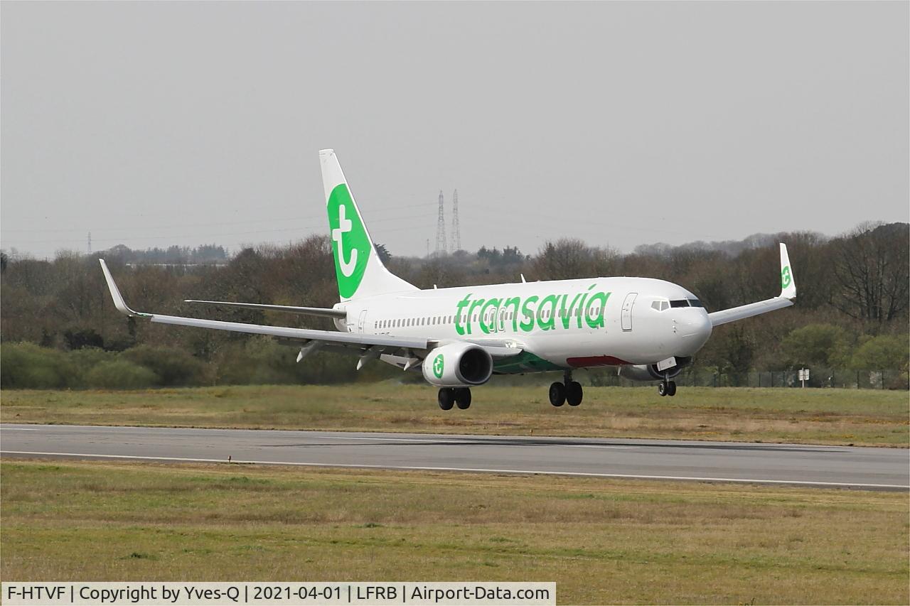 F-HTVF, 2017 Boeing 737-8K2 C/N 62160, Boeing 737-8K2, Landing rwy 07R, Brest-Bretagne Airport (LFRB-BES)