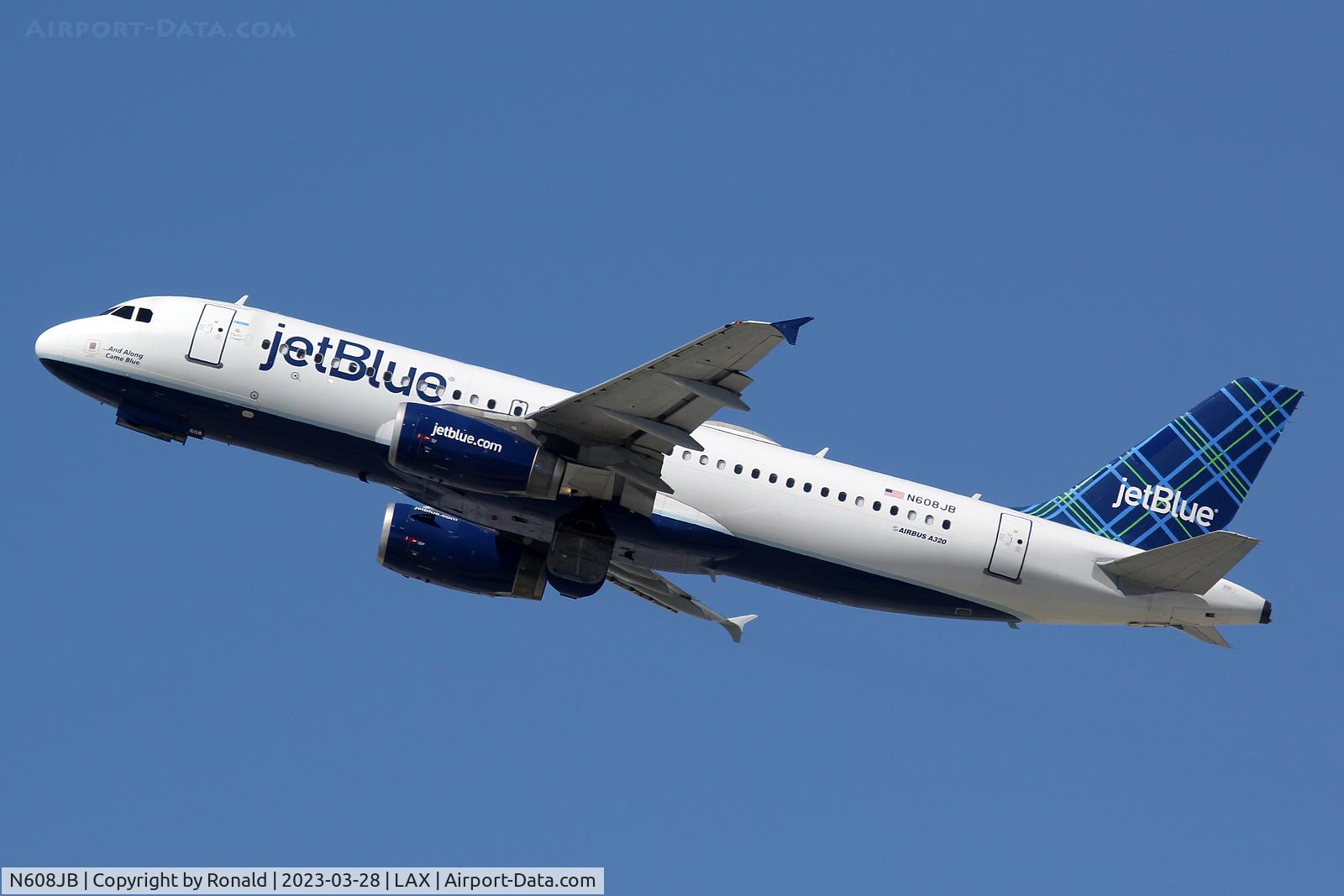 N608JB, 2005 Airbus A320-232 C/N 2415, at lax