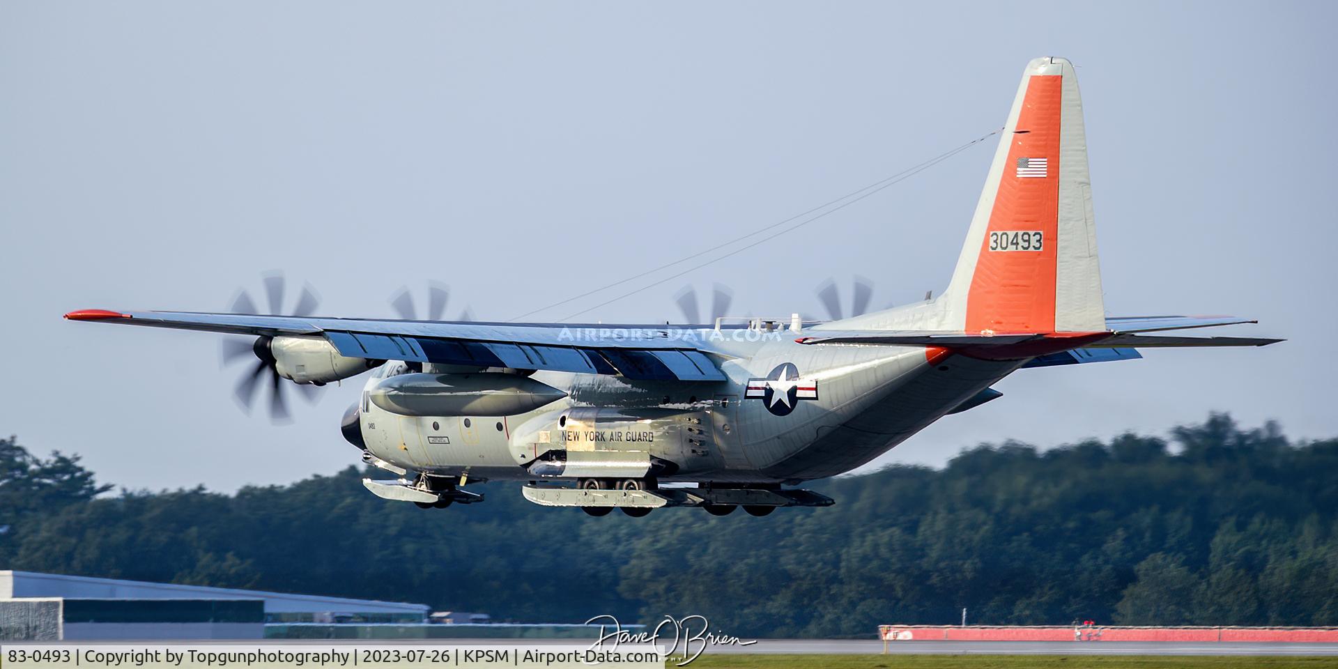 83-0493, 1983 Lockheed LC-130H Hercules C/N 382-5016, SKIER93 shooting a T&G and heading back home