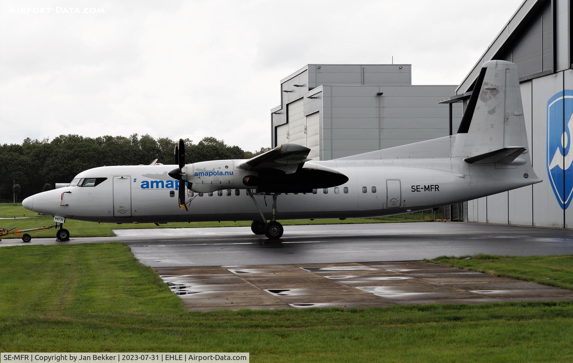 SE-MFR, 1992 Fokker 50 C/N 20264, Lelystad Airport. Changing livery