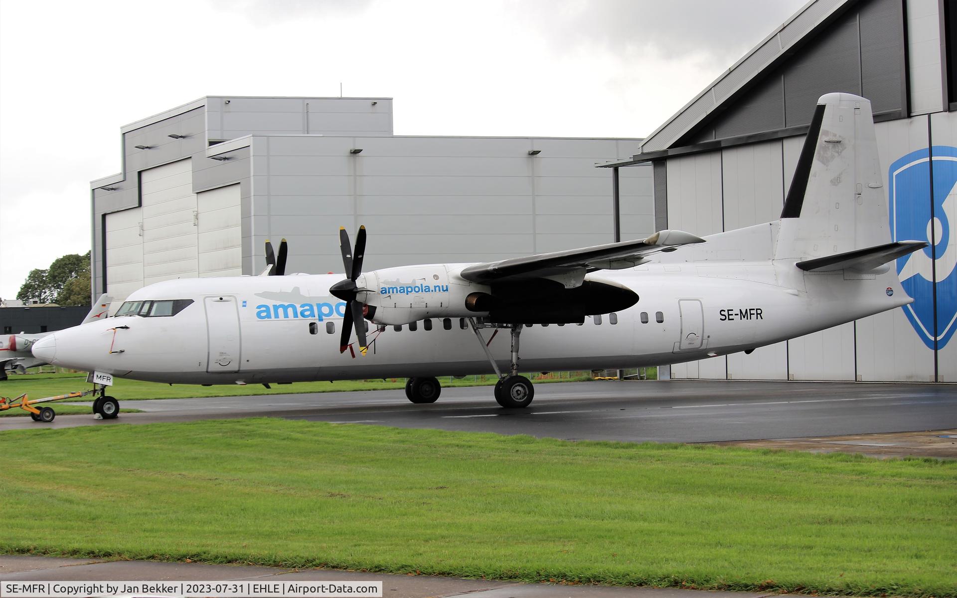 SE-MFR, 1992 Fokker 50 C/N 20264, Lelystad Airport. Changing livery