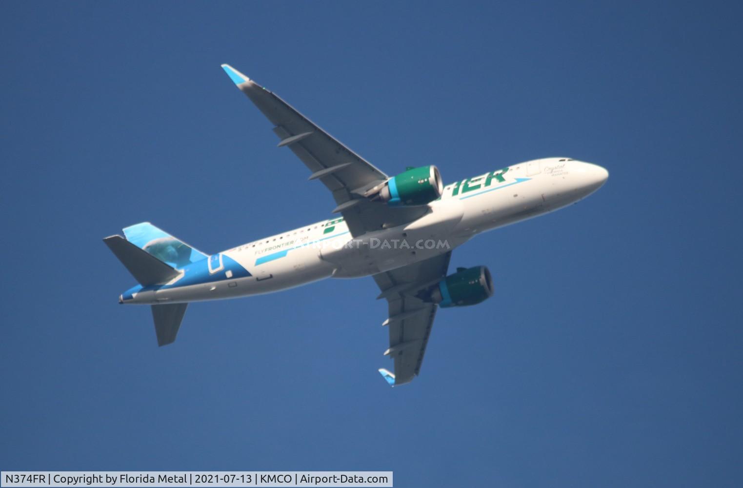 N374FR, 2021 Airbus A320-251NEO C/N 10452, FFT A32N Crystal zx MCO-OKC