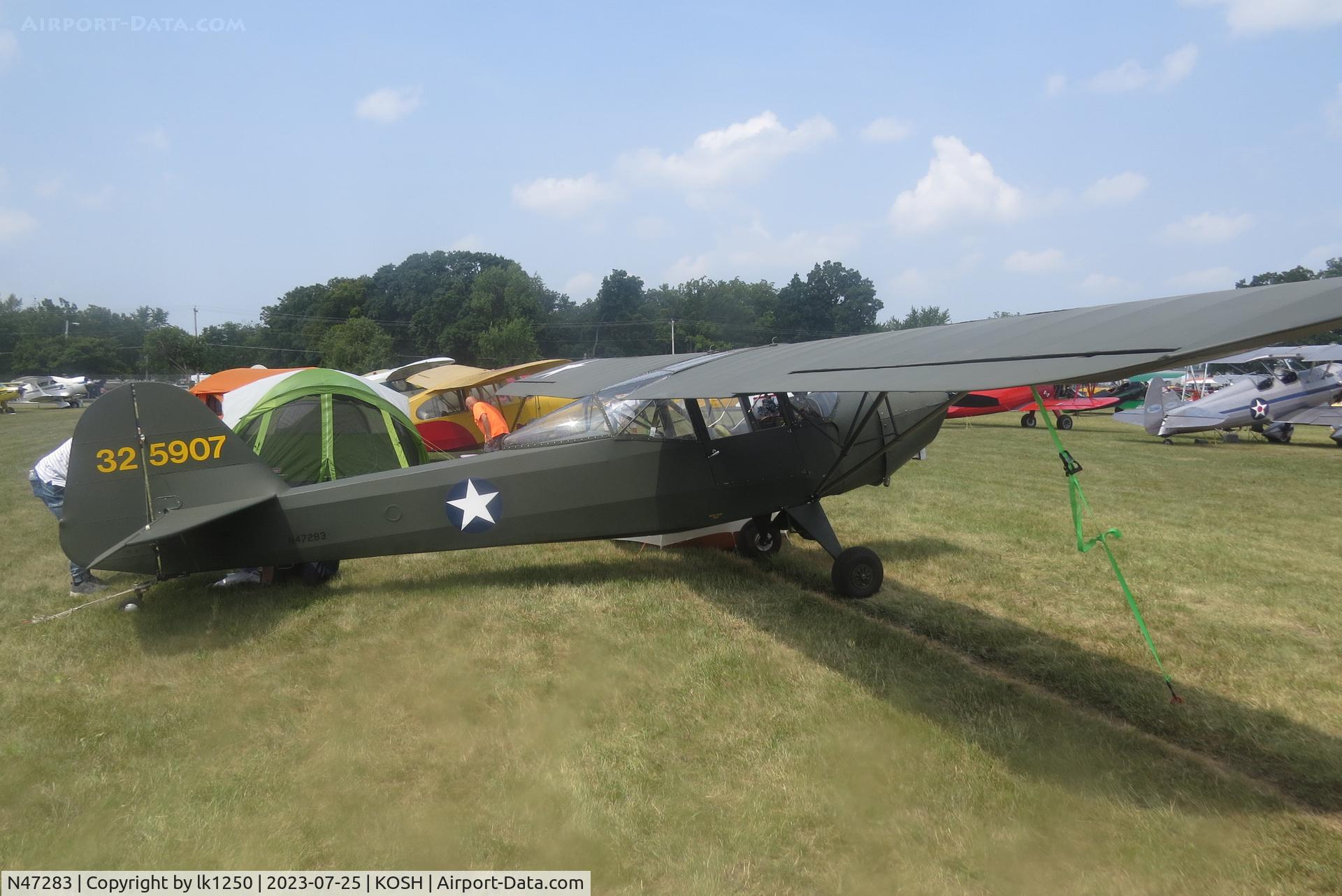 N47283, 1943 Taylorcraft DCO-65 C/N L-5212, This Taylorcraft was painted as L-2 '325907' at EAA Air Venture 2023