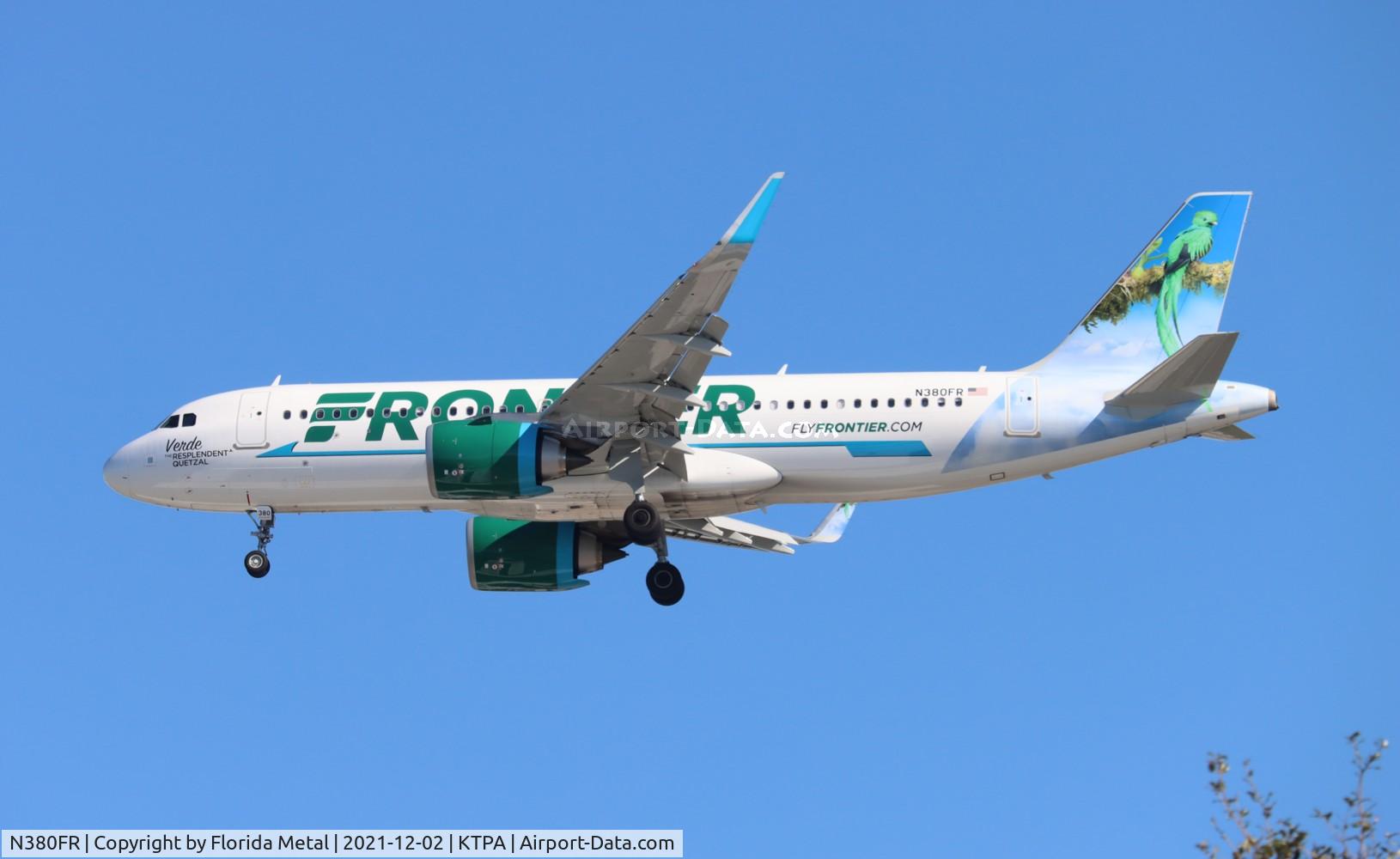 N380FR, 2021 Airbus A320-251N C/N 10512, FFR A32N Verde zx CLE-TPA