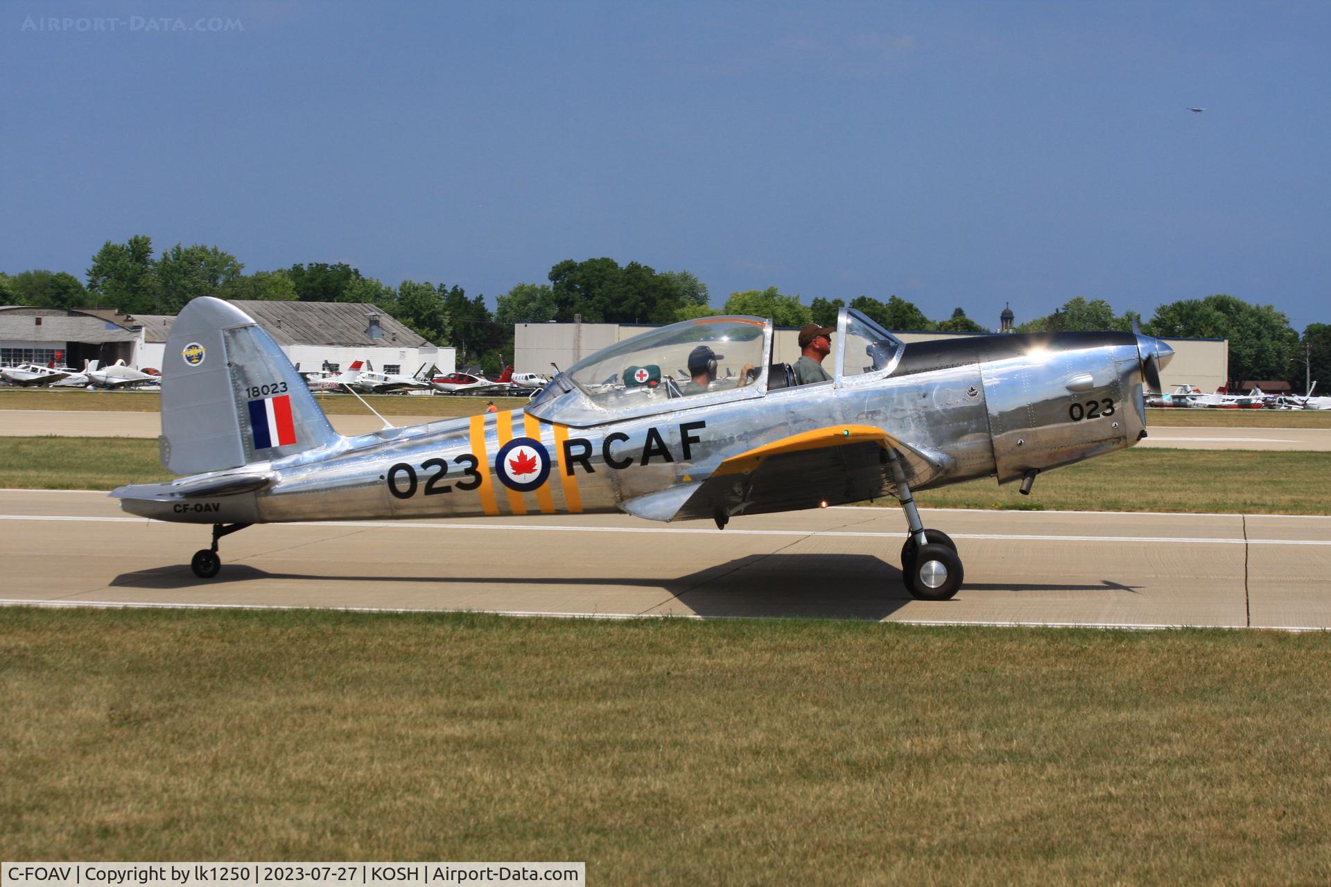 C-FOAV, 1956 De Havilland Canada DHC-1B-2-S5 Chipmunk Mk2 C/N 161-199, This DHC-1 Chipmunk is beautifully painted marked CF-OAV and RCAF 18023. It was at EAA Air Venture 2023