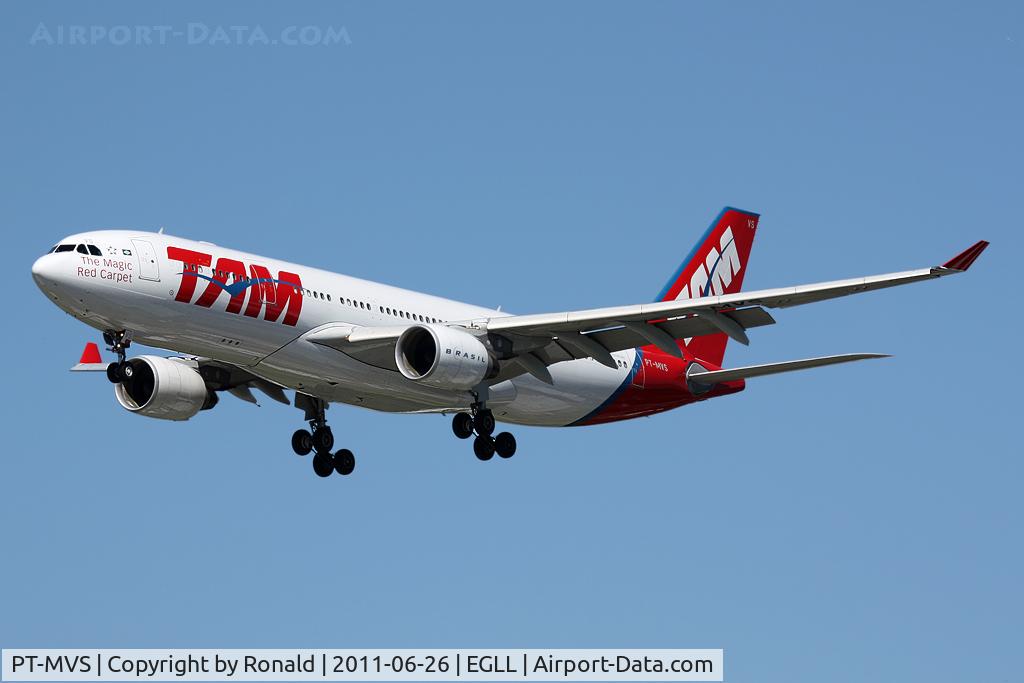 PT-MVS, 2010 Airbus A330-223 C/N 1112, at lhr