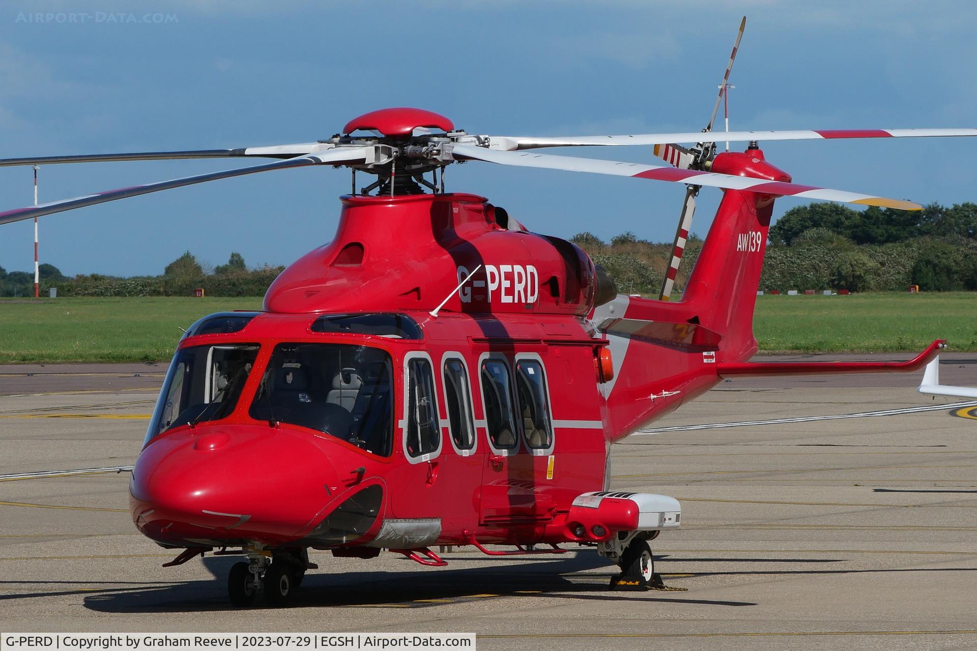 G-PERD, 2012 AgustaWestland AW-139 C/N 41270, Parked at Norwich.